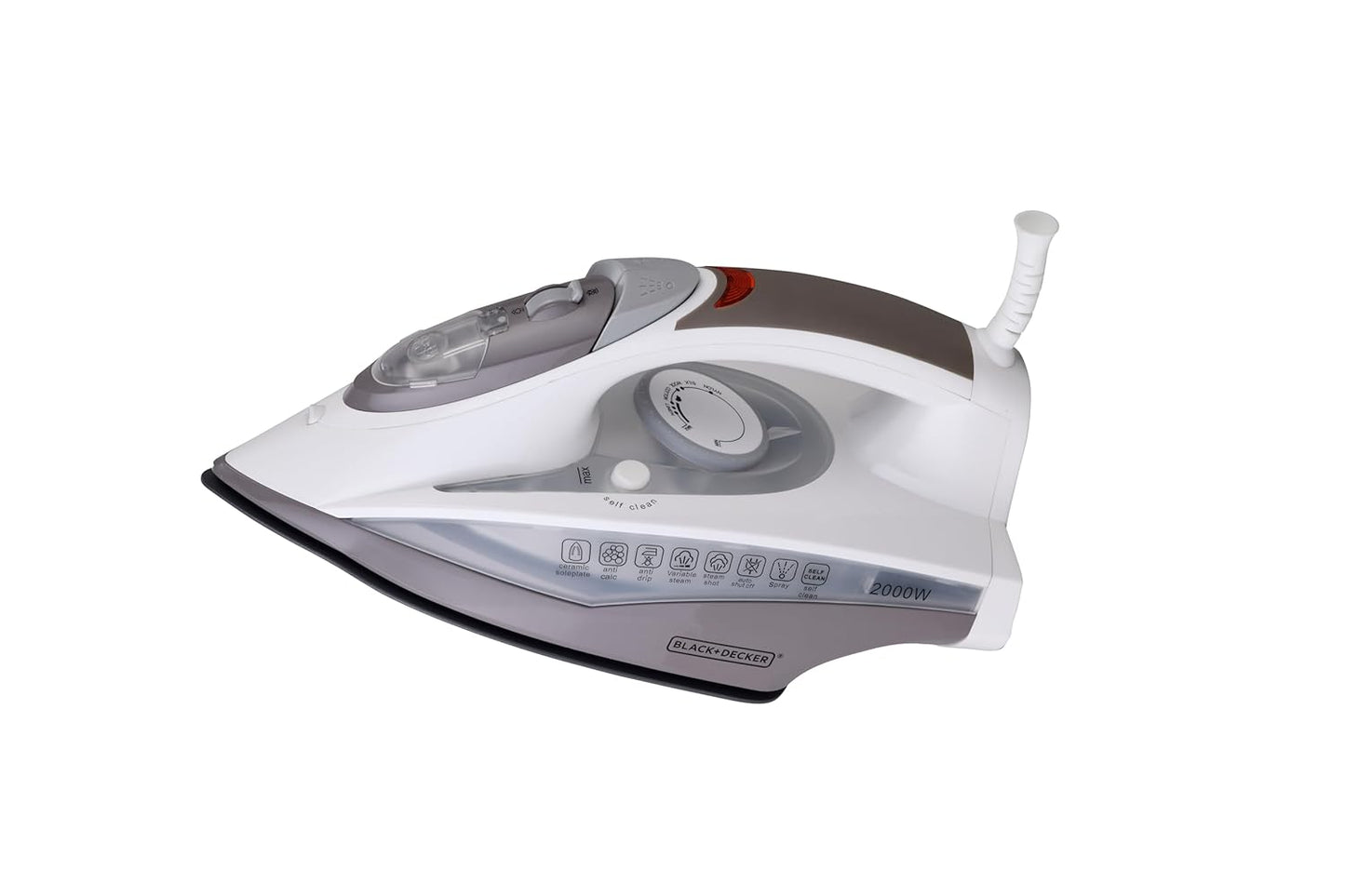 Black + Decker 2000W Steam Iron Press with Auto Shut Off | Grey + White |