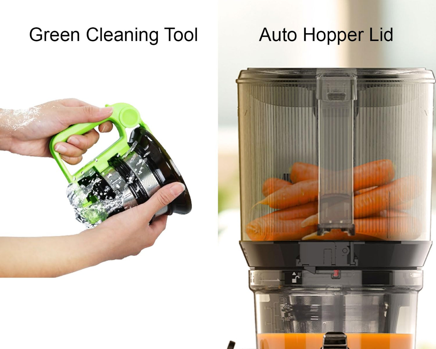 Kuvings Auto 10 with Strainers | Black Cold Press Juicer | Ultimate Hands-Free Whole Slow Juicer