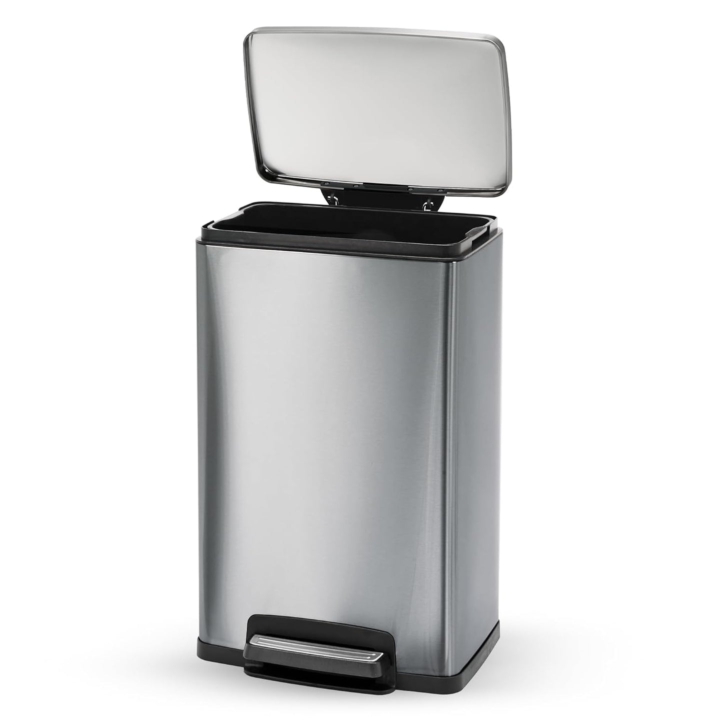 Tramontina Stainless Steel Step Dustbin | Soft-Close Lid | Fingerprint-Resistant Finish | Hands-Free Pedal Bin |