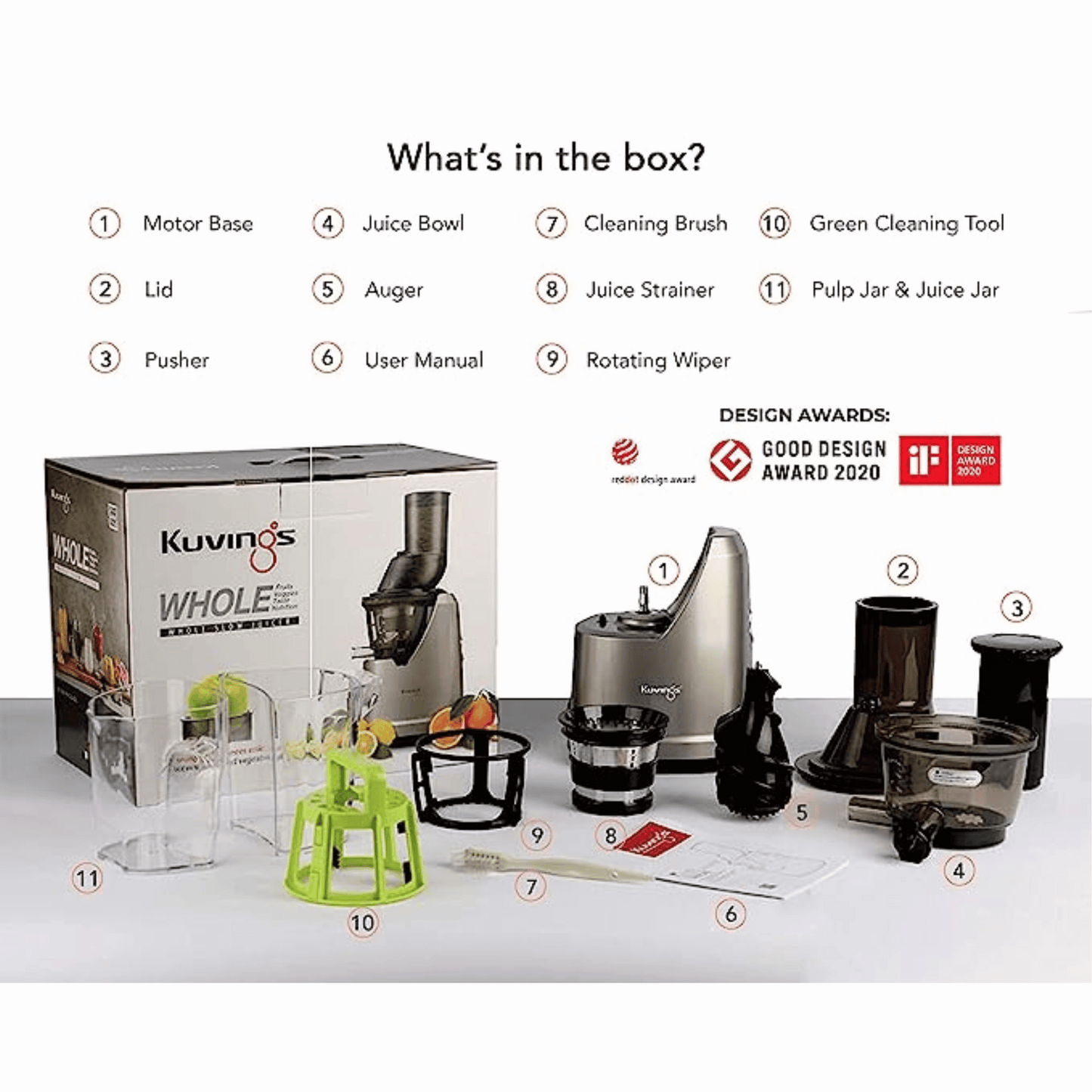 Kuvings Cold Press Whole Slow Juicer | B1700 Dark Silver