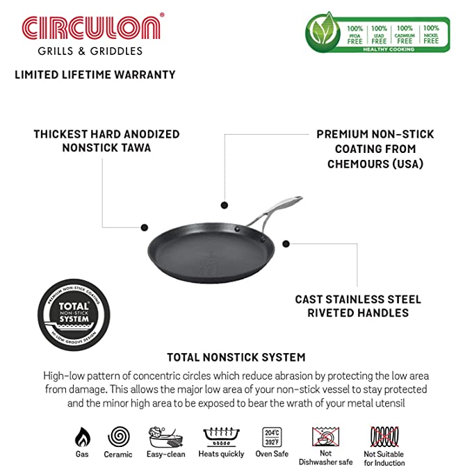 Meyer Circulon Non Stick Flat Dosa Tawa 24 cm