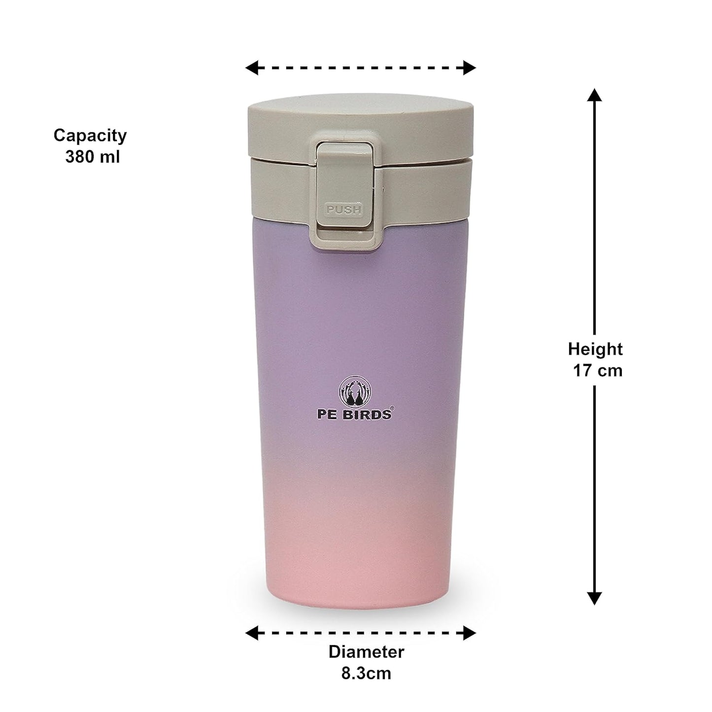 PE Birds Stainless Steel Sipper Cum Food Jar | Travel Mug | Coffee Mug |