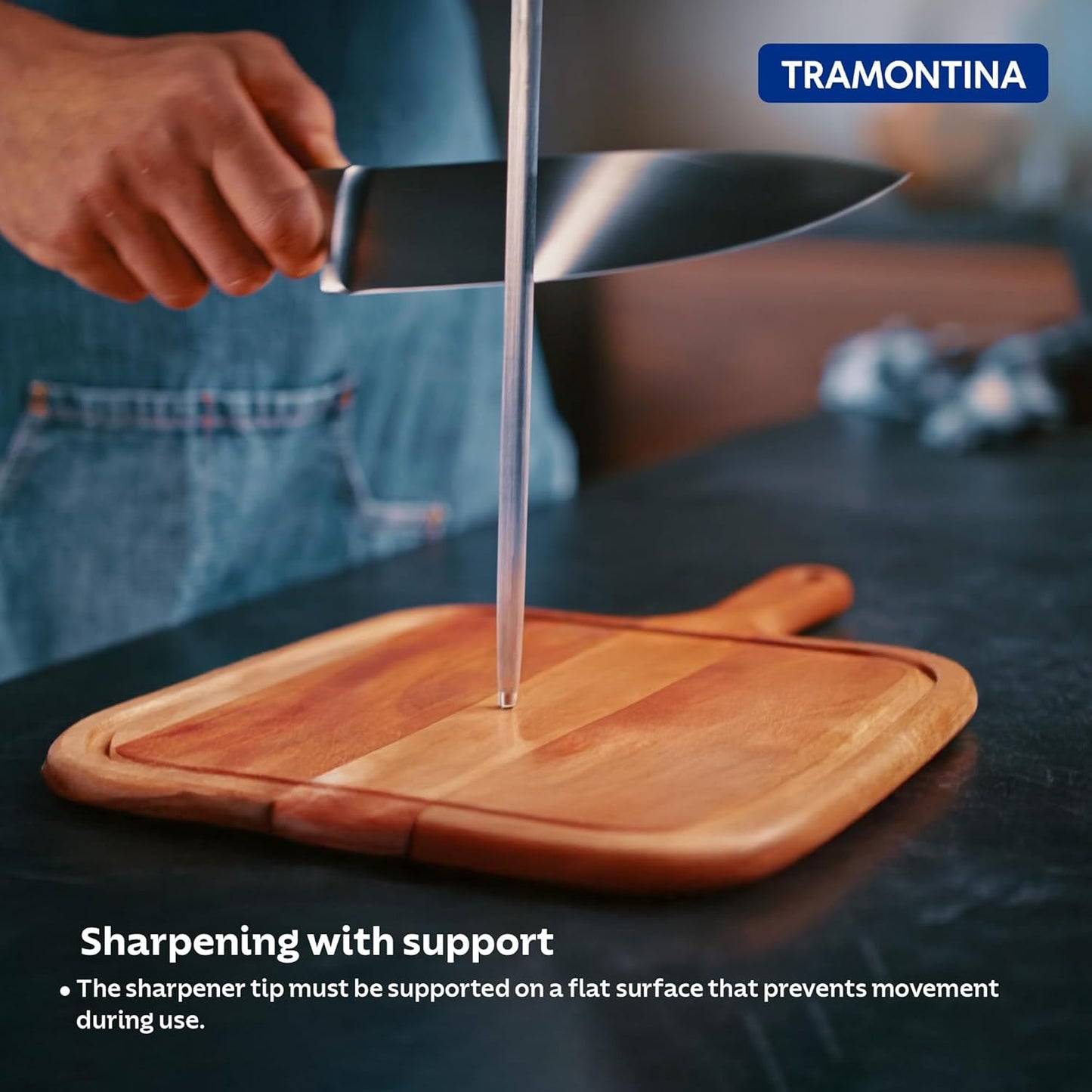 Tramontina Knife Sharpener | Ergonomic Grip |Easy Sharpening & Durable | Kitchen Sharpening Tool |