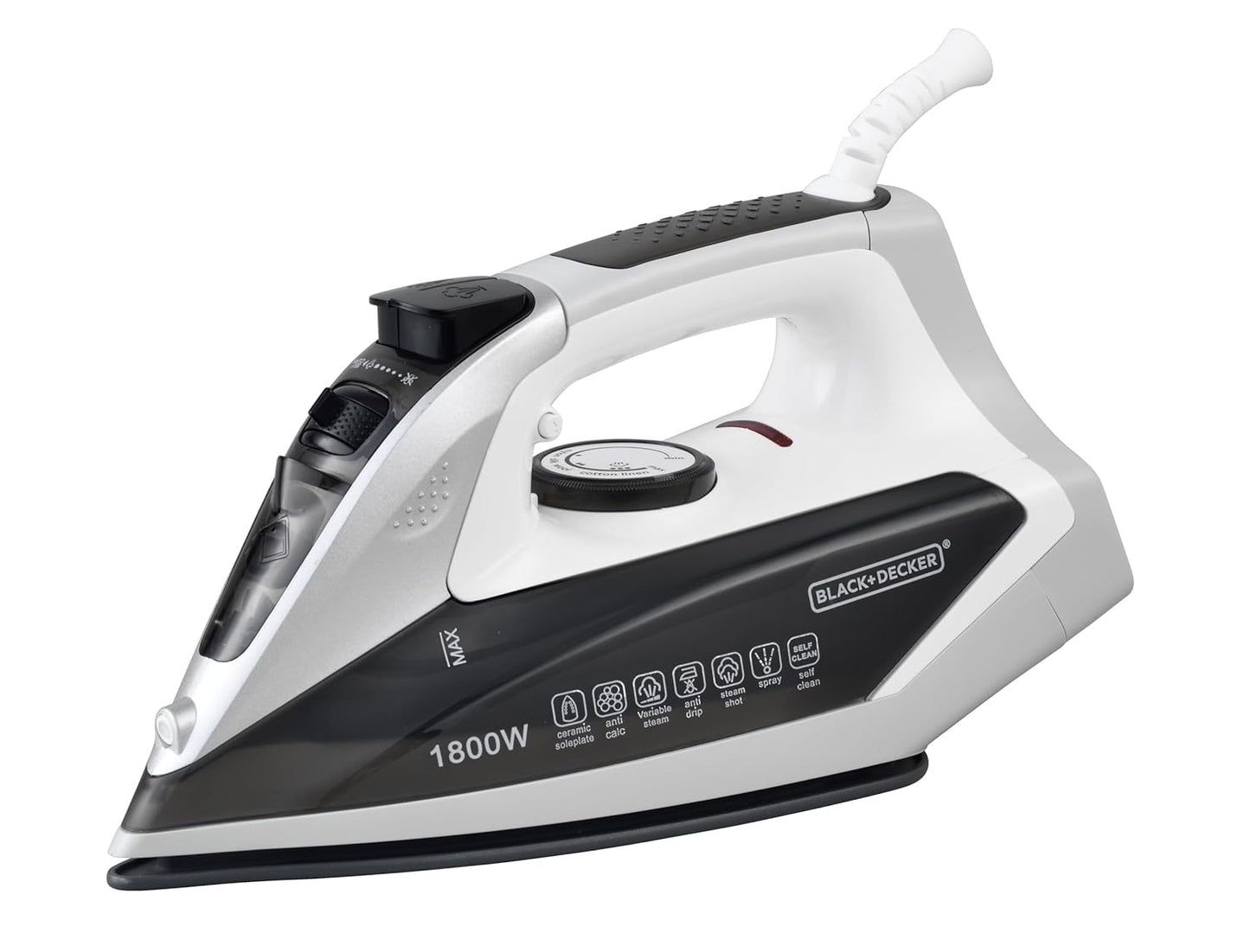 BLACK+DECKER 1800-Watts Steam Iron Press with Detachable Tank | Black |