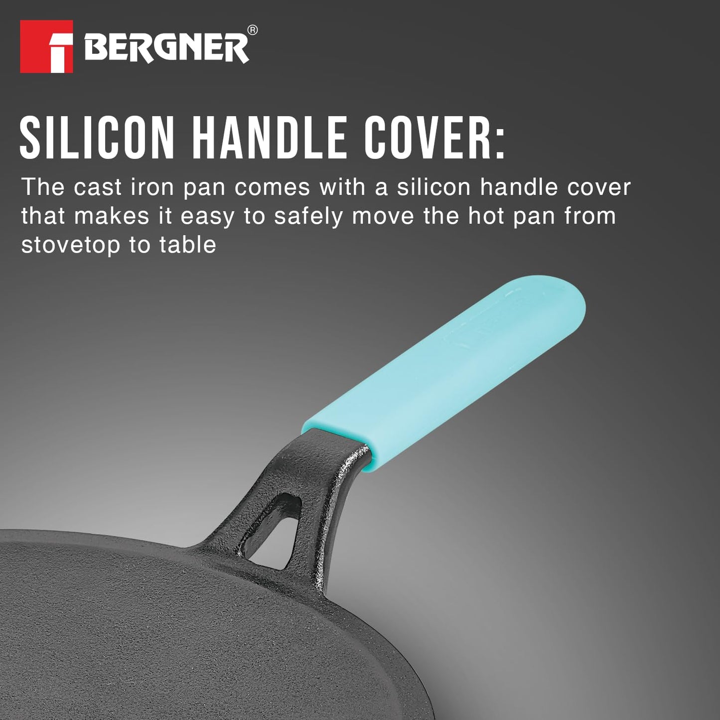 Bergner Eco Cast Iron Roti Tawa | 26 cm | Comes with Silicone Sleeve | Pre-Seasoned Iron Tawa |