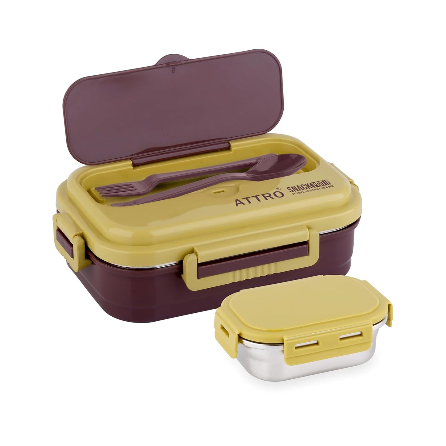 Attro SnackPro Insulated Lunch Box with 1 Small Container | Fork & Spoon | 1150ml |