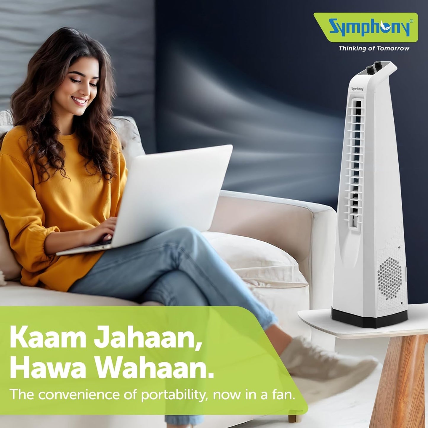 Symphony SURROUND JR Tower Fan | Space Saving | White |