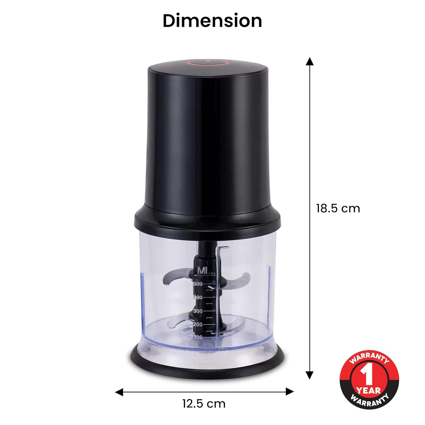 Buy Agaro Elegant Electric Chopper |500 ml | SS Blades | Black |