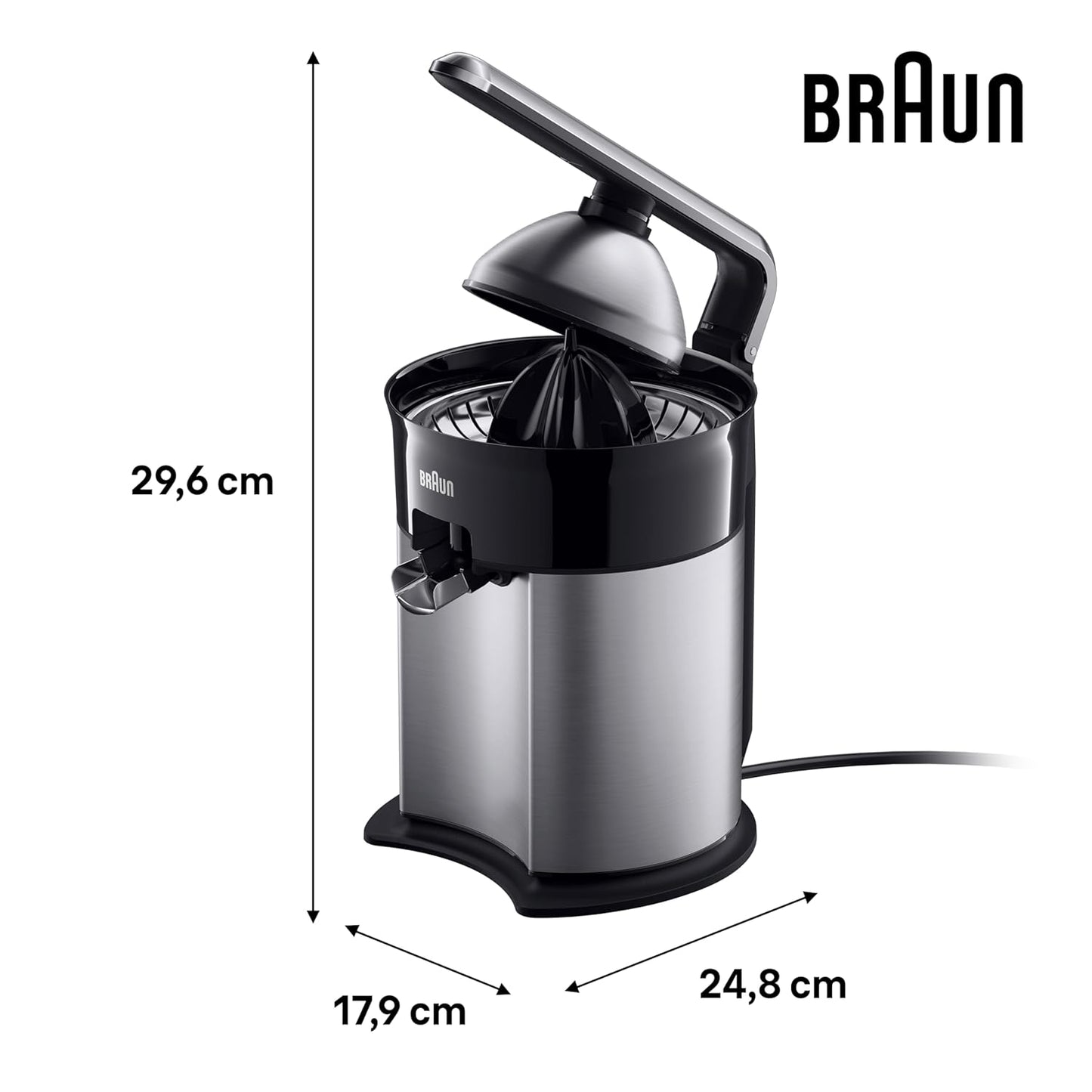 Braun Quick 7 Citrus Juicer | Unique Anti Drip System | Stainless Steel Body |