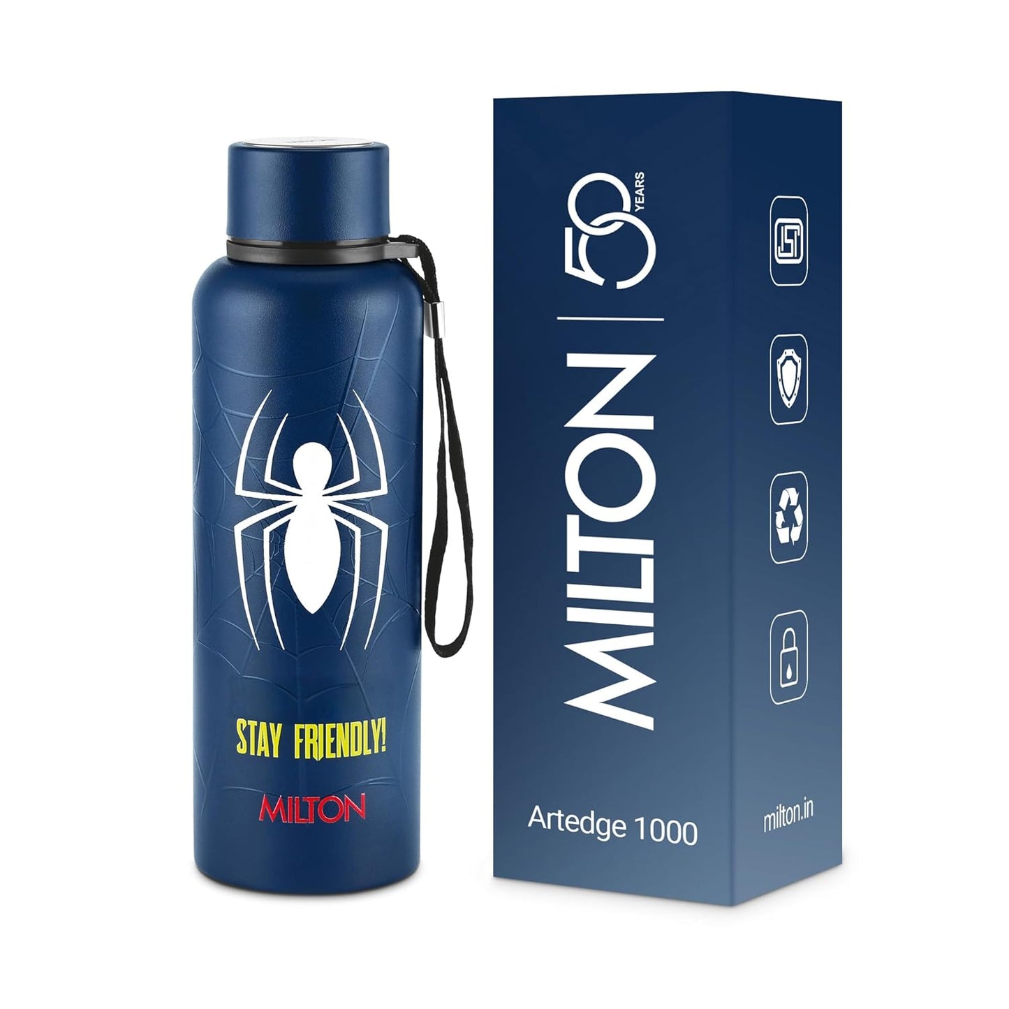 Milt Marvel Artedge Water Bottle | ISI Certified | 1000ml | Leak Proof Lid |
