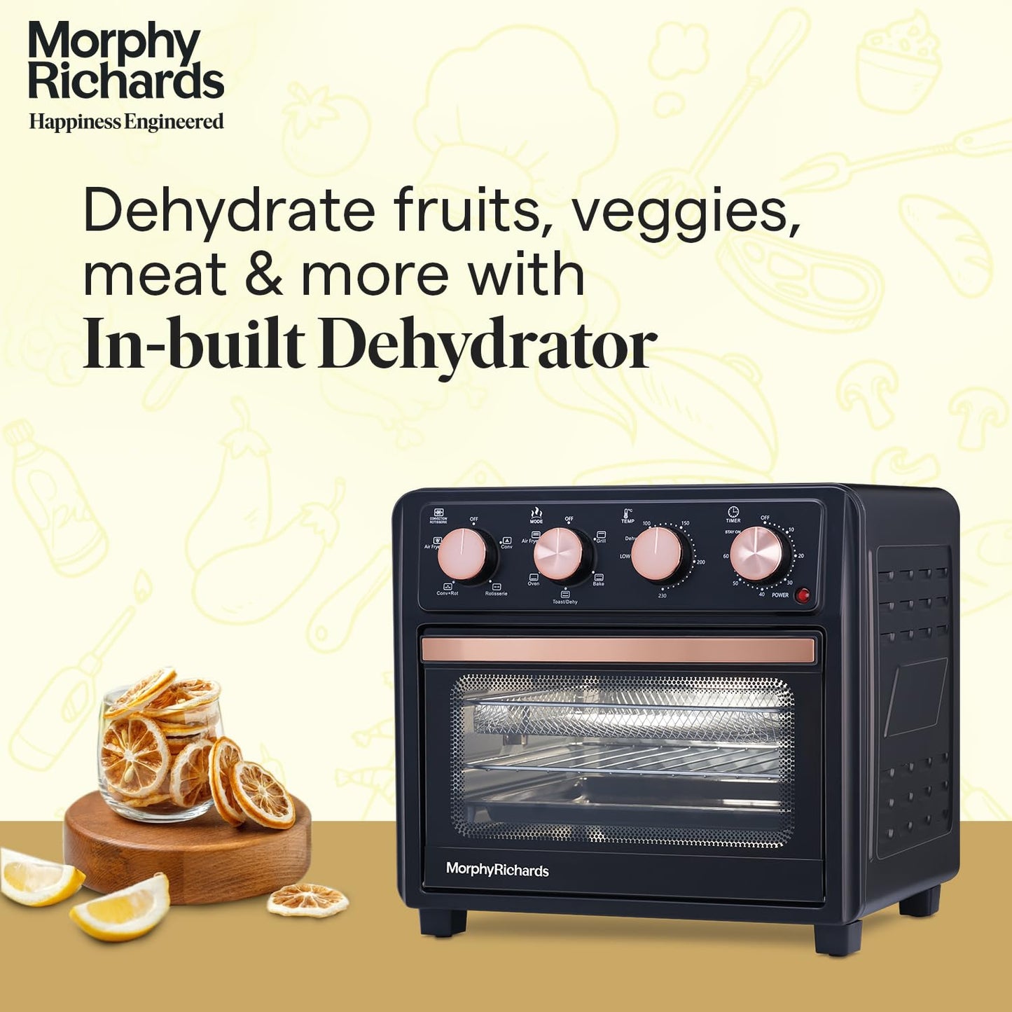Morphy Richards AirCrisp Airfryer Oven | 25 Ltr | Black & Rose Gold |