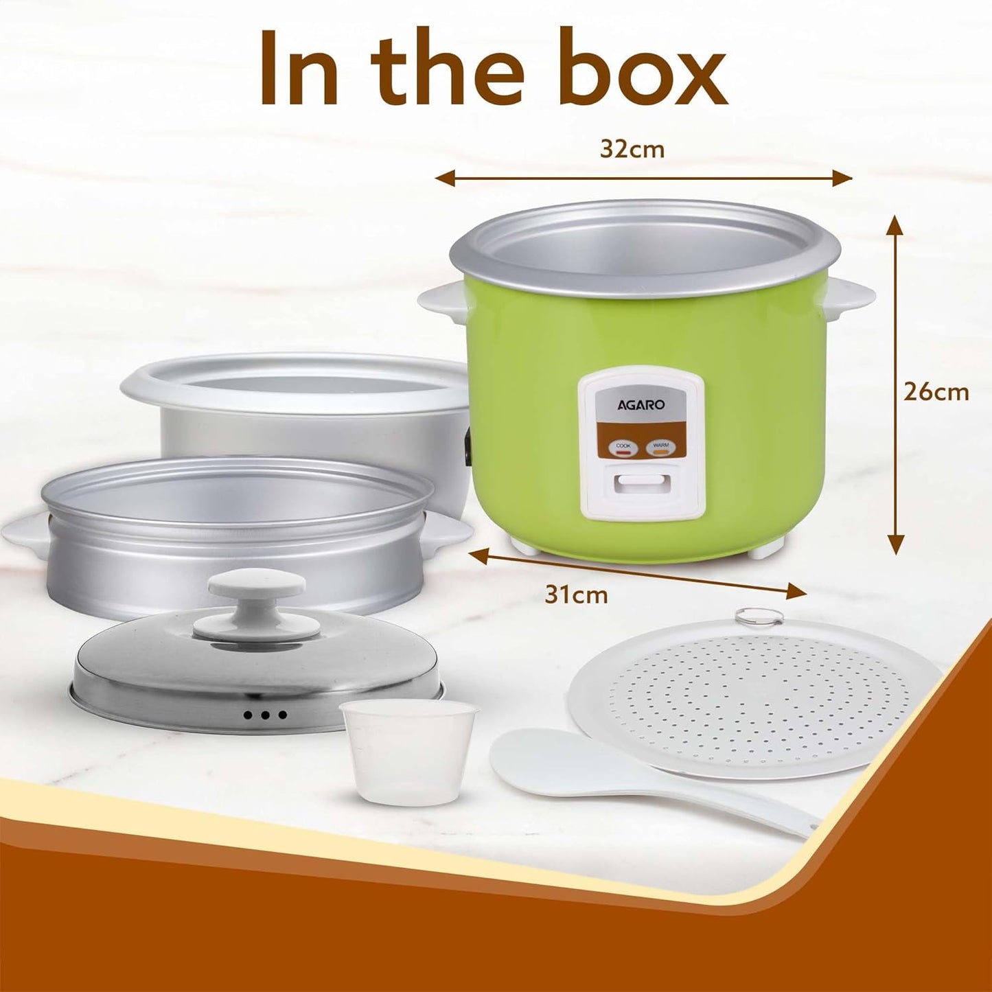 Buy Agaro Marvel Electric Rice Cooker | 1.8L | Green | Order Now |