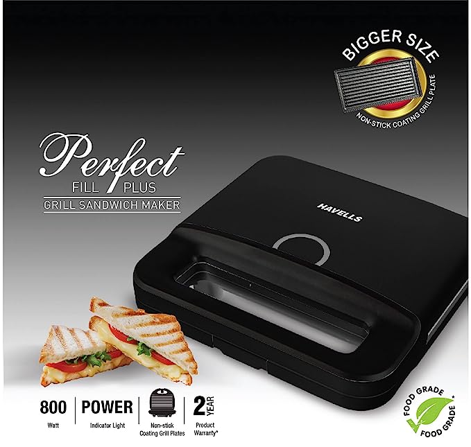 Havells Perfect Fill Plus 2 Slice 800 watt Grill Sandwich Maker