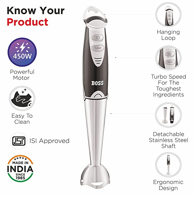 Buy Boss B117 Quickmix Hand Blender with 2 Speeds | Black |