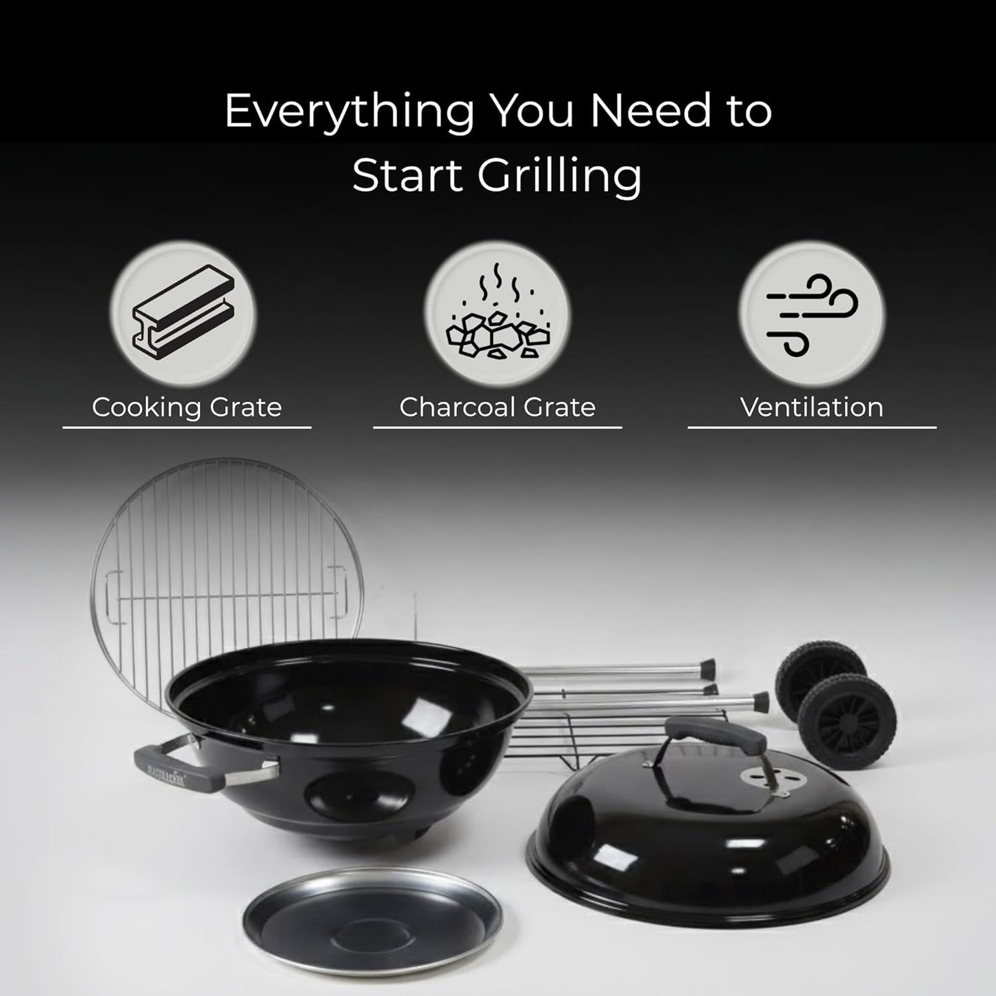 Exousia Charcoal BBQ Grill | 47 cms | 4 Legs for Sturdy Balance |