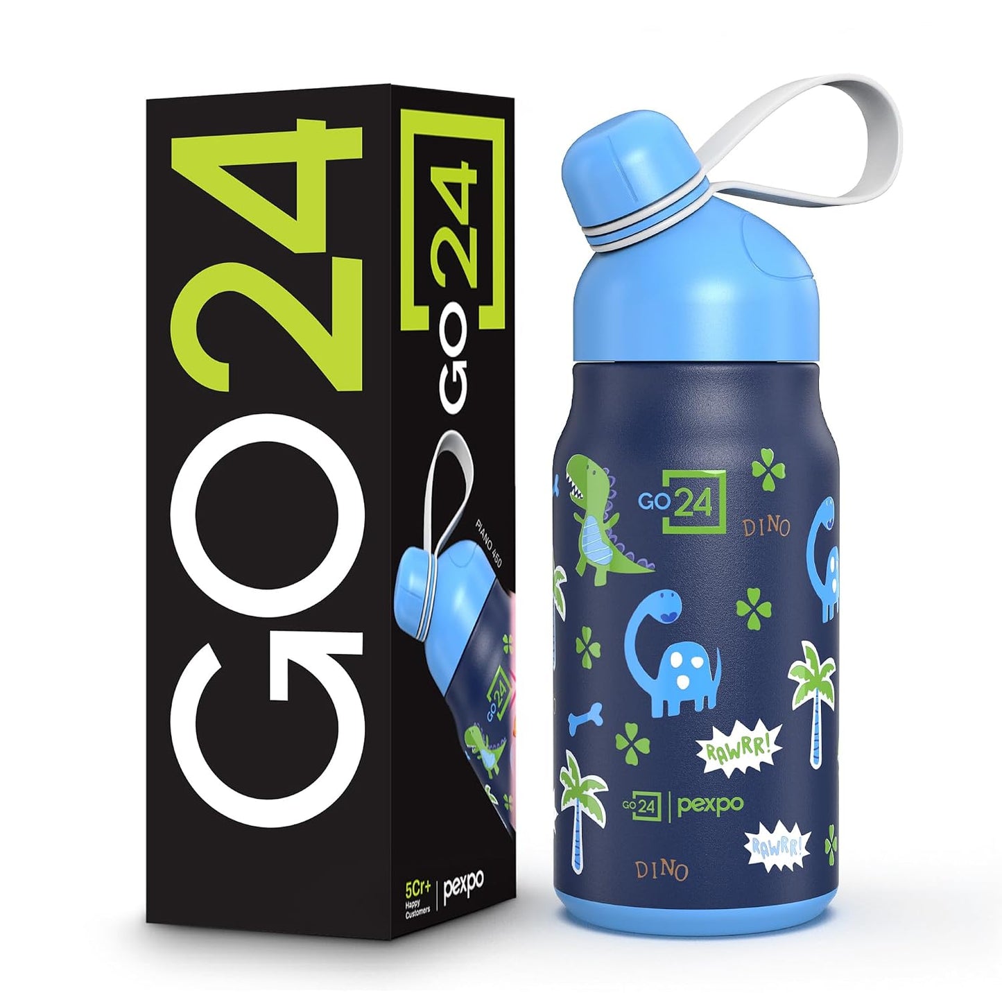 Pexpo Stainless Steel Water for Kids | 450 ml | Triple Wall | 450 ml | Leakproof Lid | BPA Free |