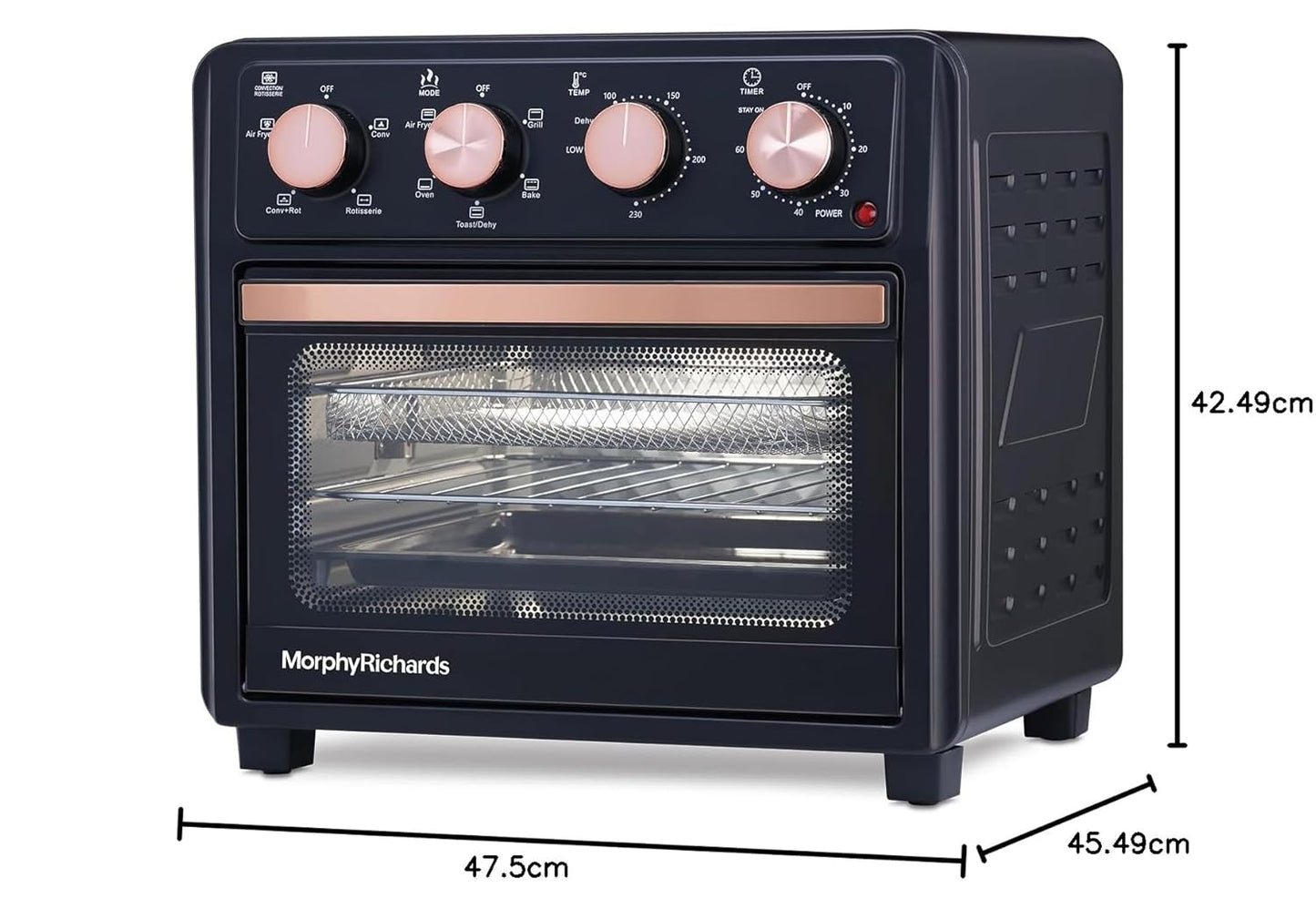 Morphy Richards AirCrisp 25 Litre Air Fryer Oven | Black & Rose Gold | In built Air Fryer and OTG |