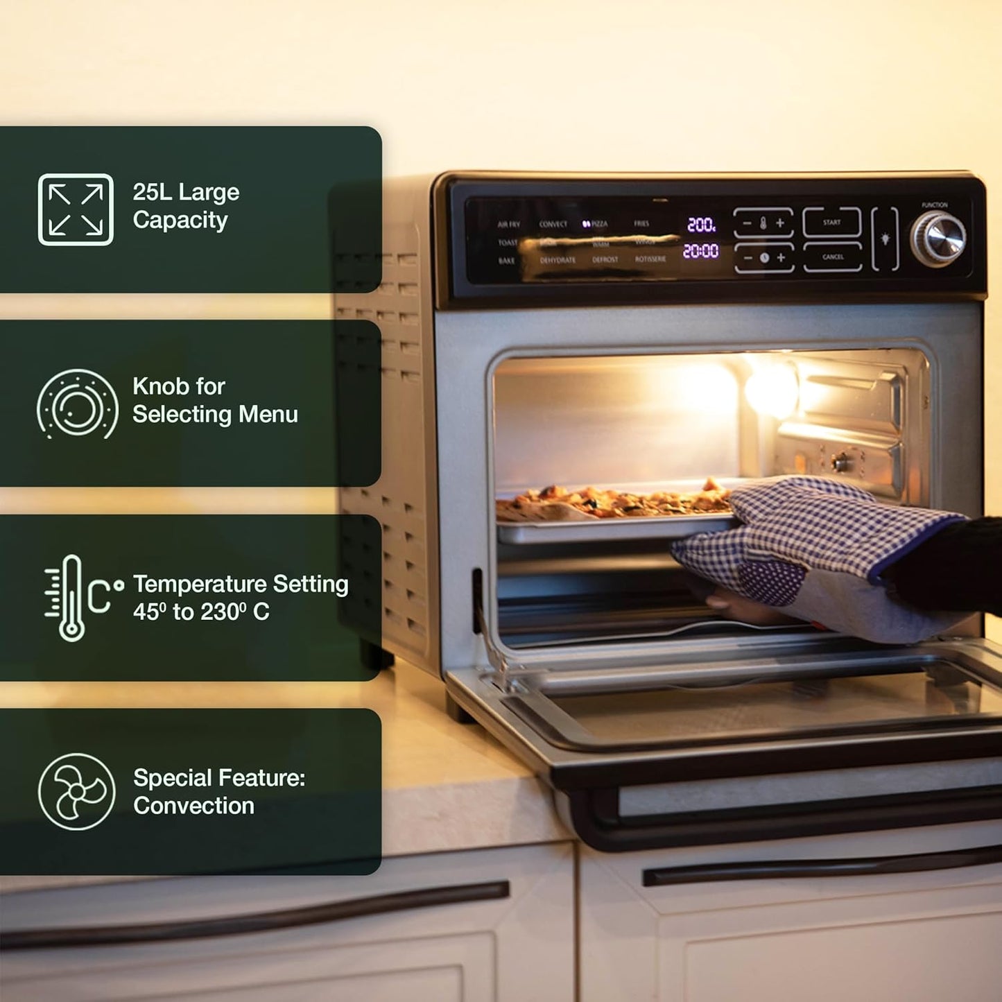 Tesora Imperial Chef Digital Air Fryer Oven | 25 Litres | Black |