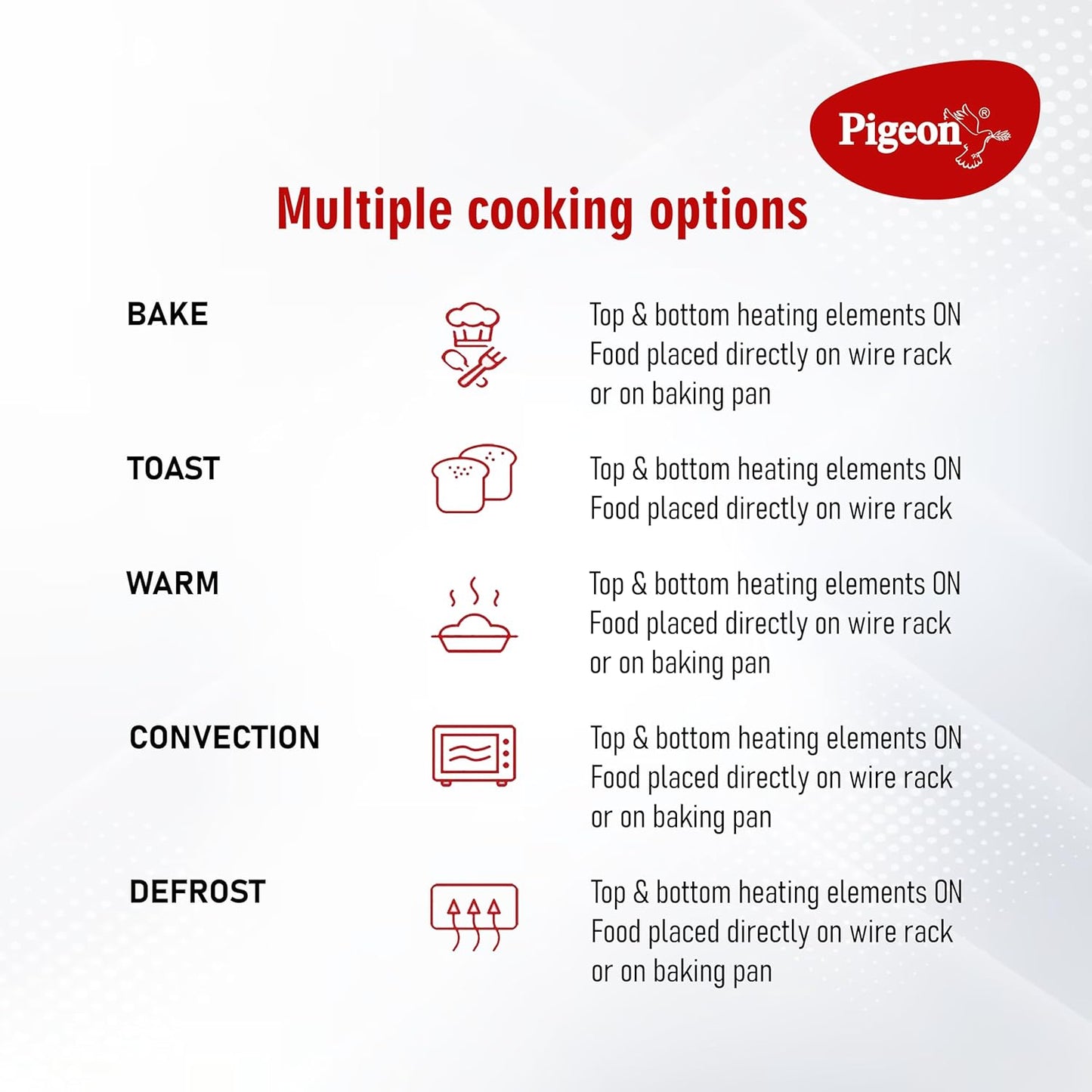 Pigeon 25 Litres OTG With Rotisserie For Grilling And Baking | 1400 Watts | Black |