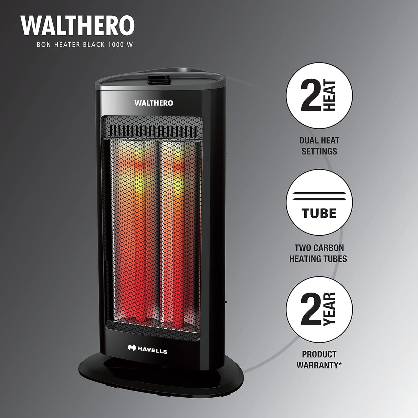 Havells Walthero | 1000 Watt | Room Heater | Tip Over Protection | Silent Operation