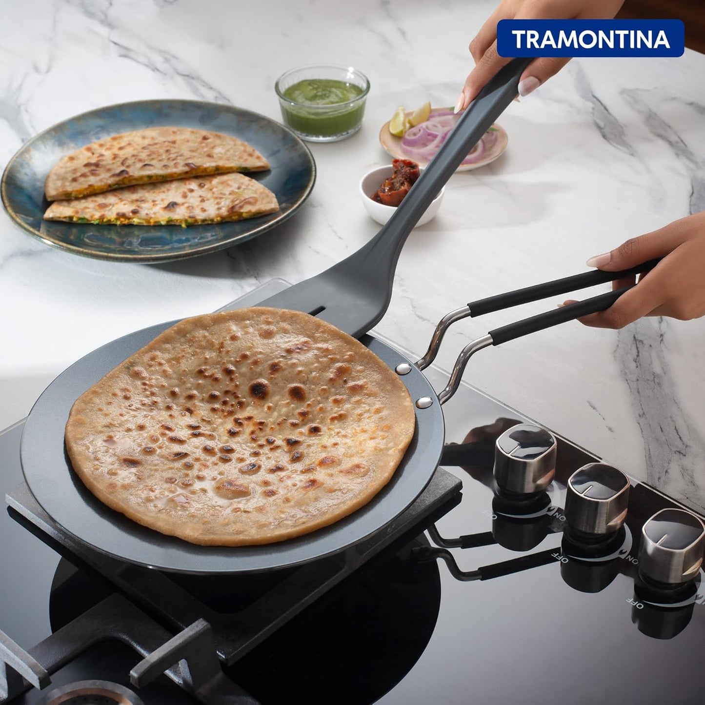 Tramontina Fusao Ex Triply Stainless Steel Ceramic Coated Concave Tawa | 26 cm | 10 Year Warranty |