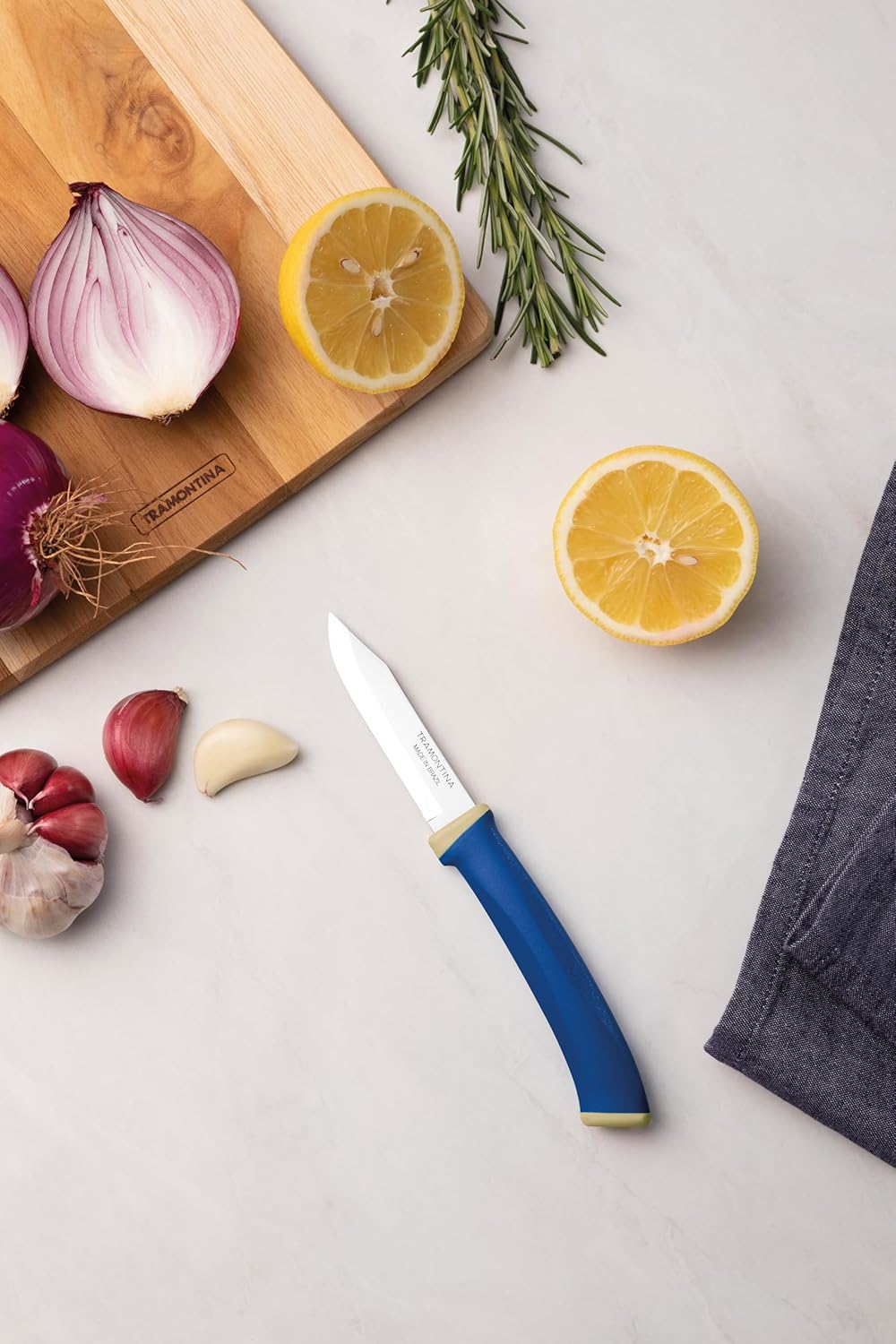 Tramontina Felice 2-Piece Serrated Fruit & Vegetable Knife Set | Stainless Steel Blades | Dishwasher Safe | Kitchen Knives with Blue Handles |