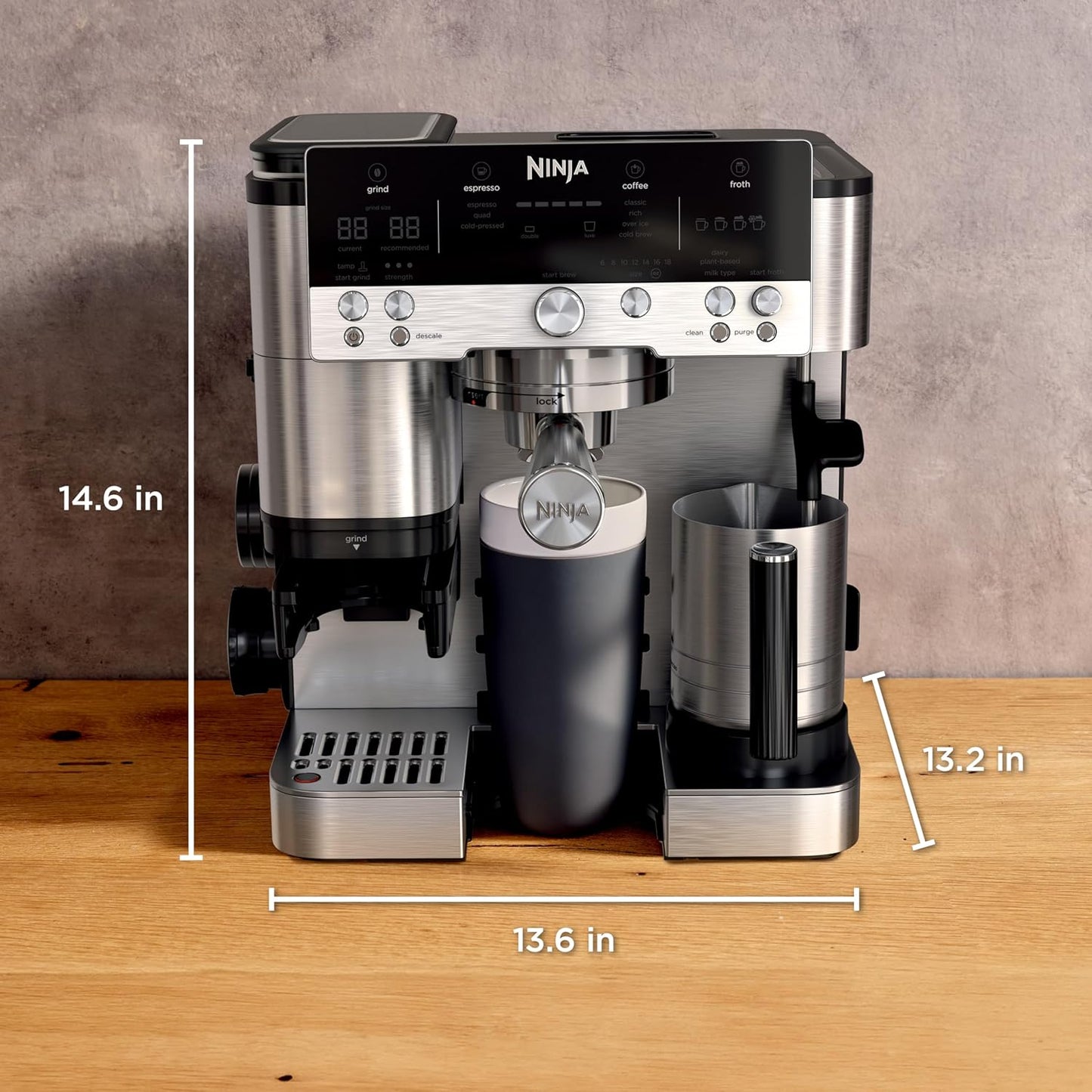 Ninja Luxe Café Premier 3-in-1 Espresso Machine with Built-in Grinder & Scale | Stainless Steel Coffee Maker | Barista Style Coffee at Home |