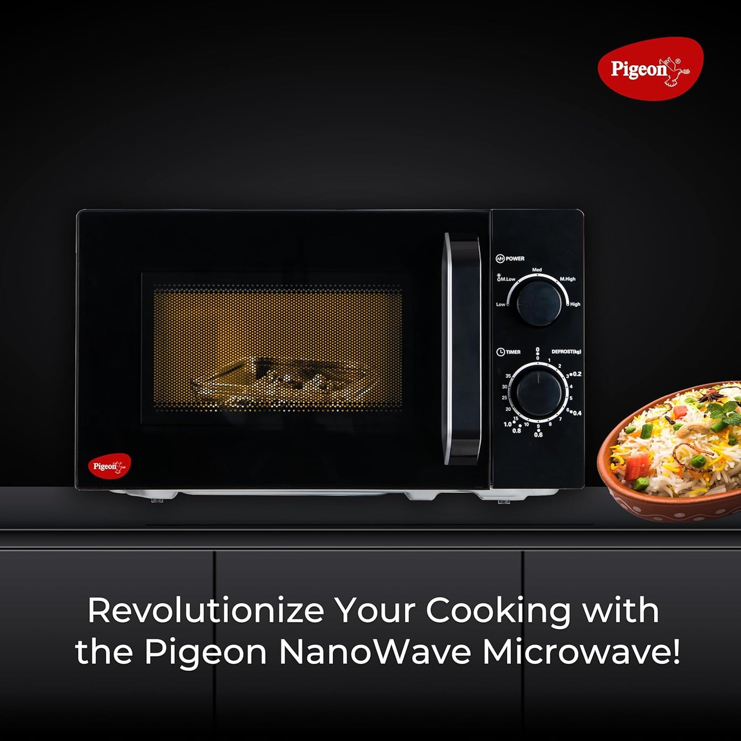 Pigeon 20L Nano Wave Solo Microwave Oven | 5 Power Levels | Black |