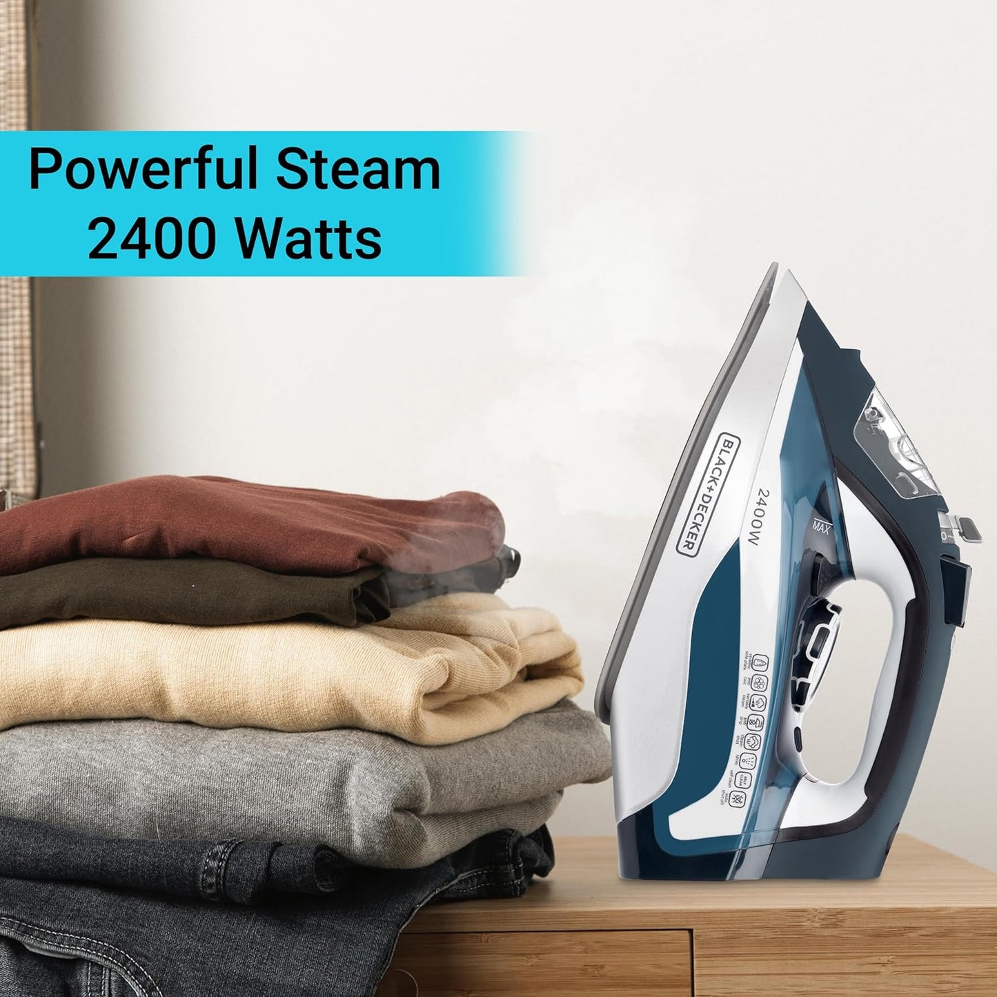BLACK + DECKER 2400-WATT STEAM IRON WITH AUTO SHUT OFF | BLUE |