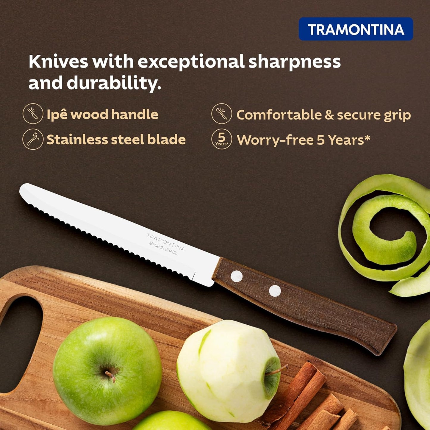 Tramontina Tradicional Fruit Knife | Broad Tip | Blade Kitchen Knife for Fruits | 5 Years Warranty |