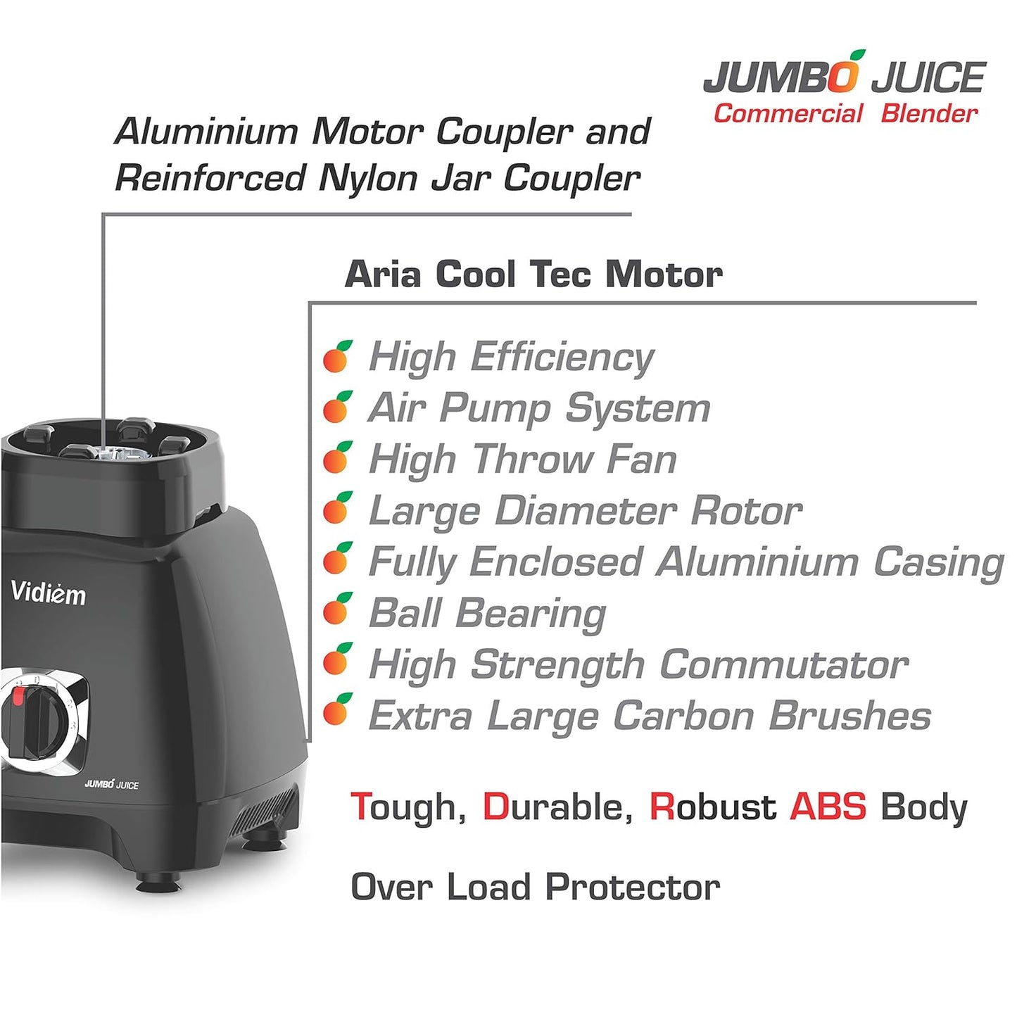 Vidiem juicer blender Jumbo | Juice mixer |1000W | Black |