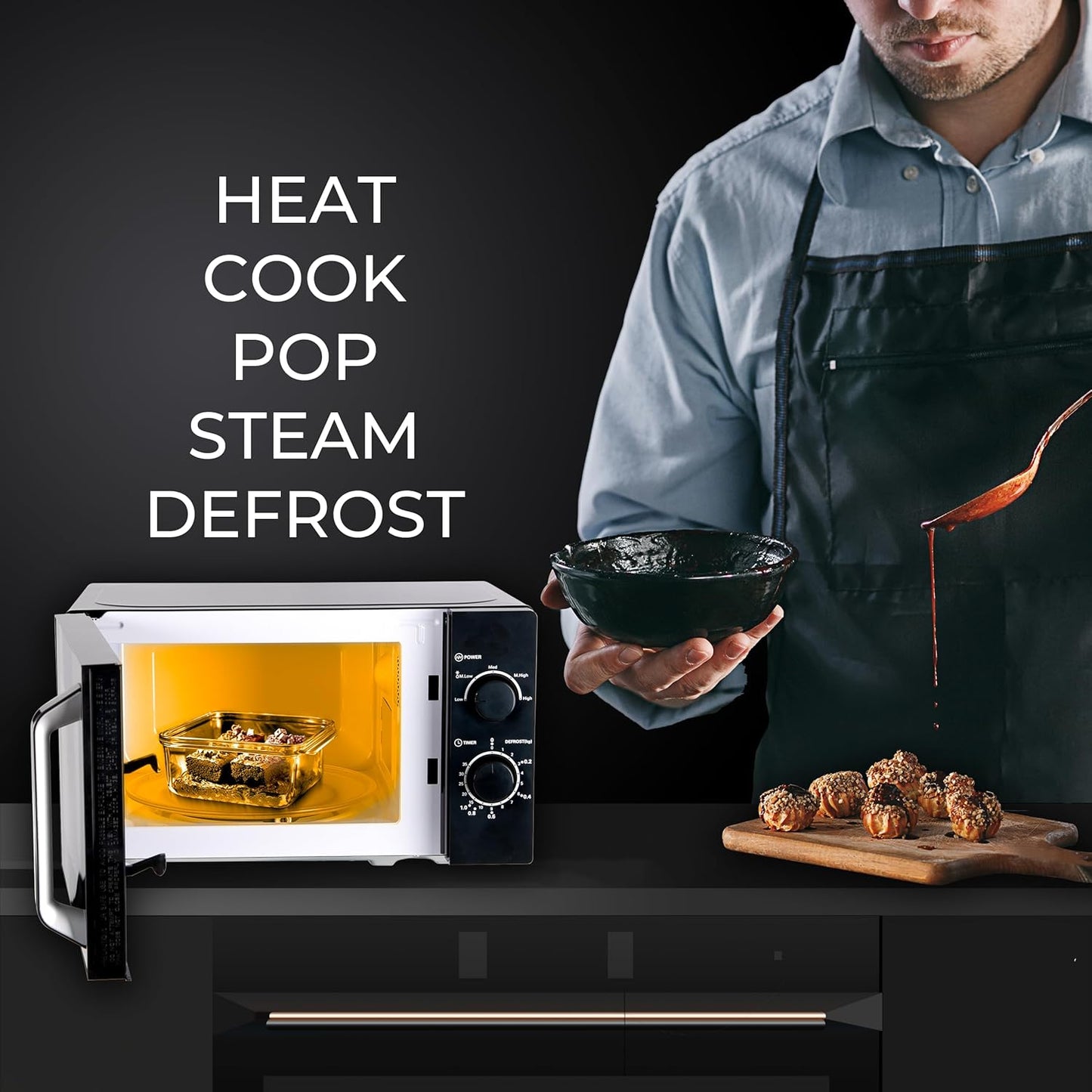 Pigeon 20L Nano Wave Solo Microwave Oven | 5 Power Levels | Black |