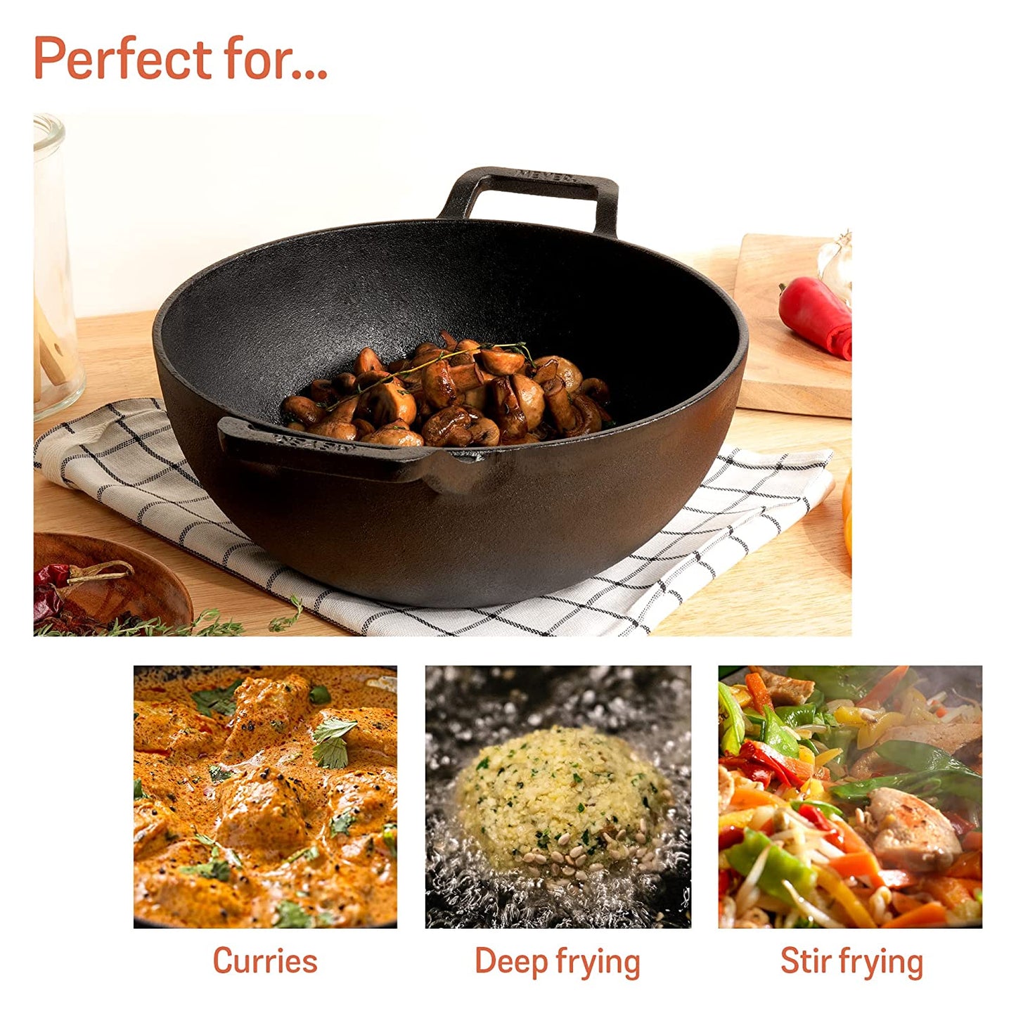 Meyer Pre Seasoned Cast Iron Kadai