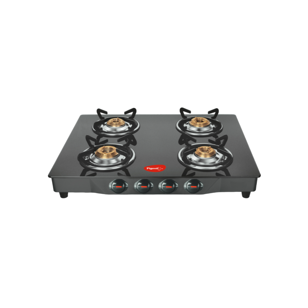 Pigeon Jumbo Glass top | Black | High Powered Brass Burners |