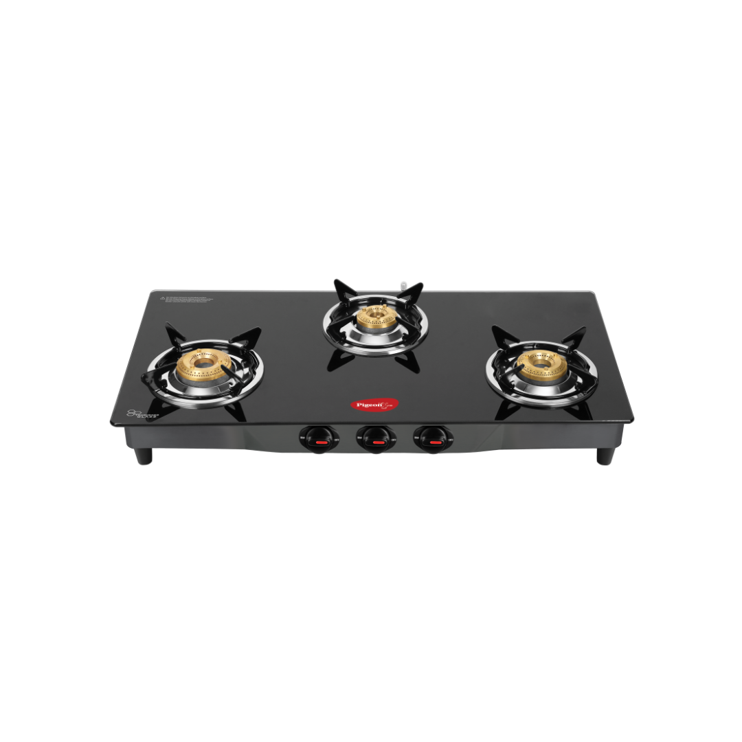 Pigeon Jumbo Glass top | Black | High Powered Brass Burners |