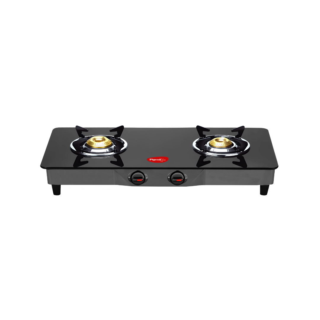 Pigeon Jumbo Glass top | Black | High Powered Brass Burners |