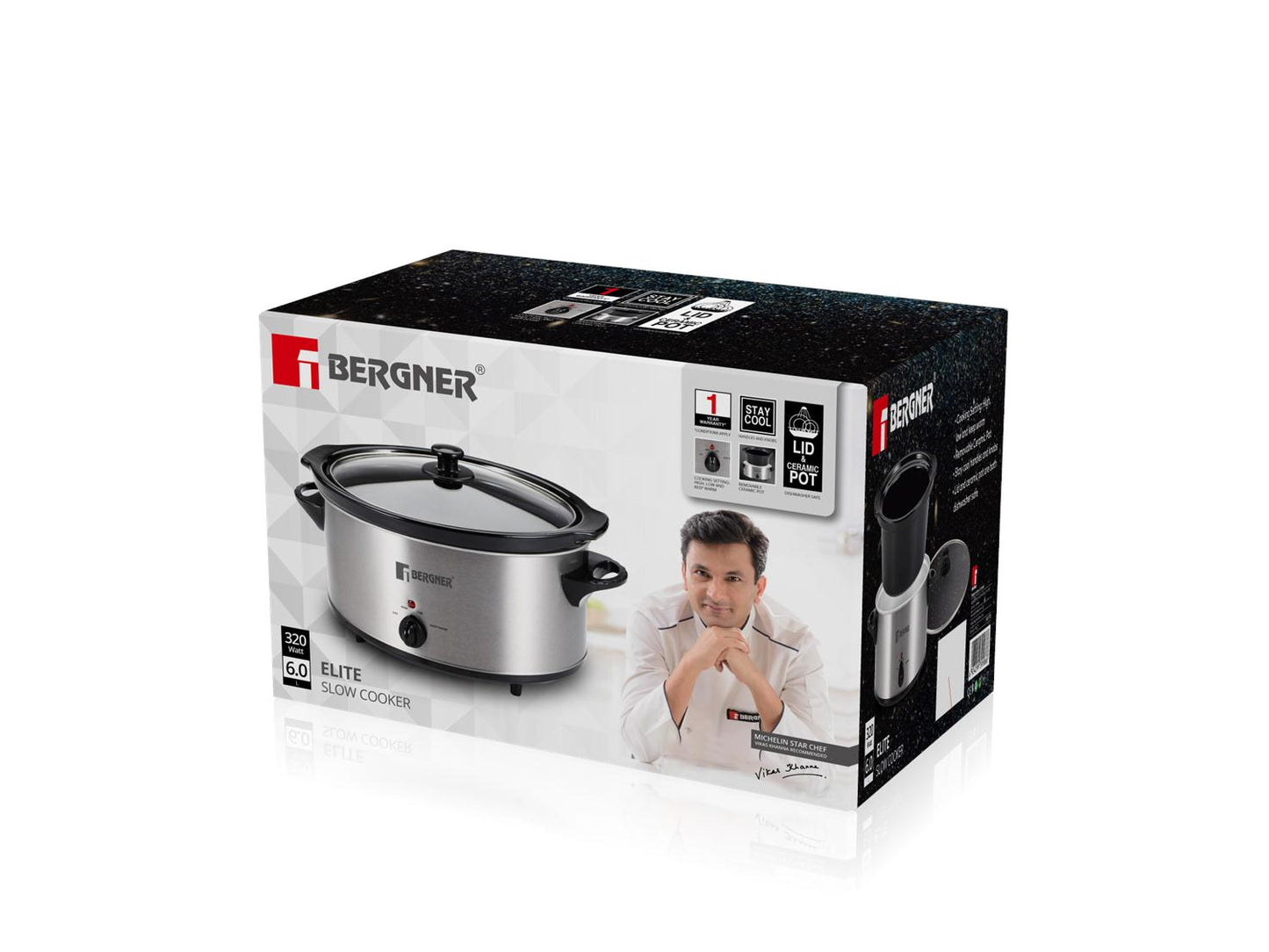 Bergner Elite Slow Cooker 6 Ltr