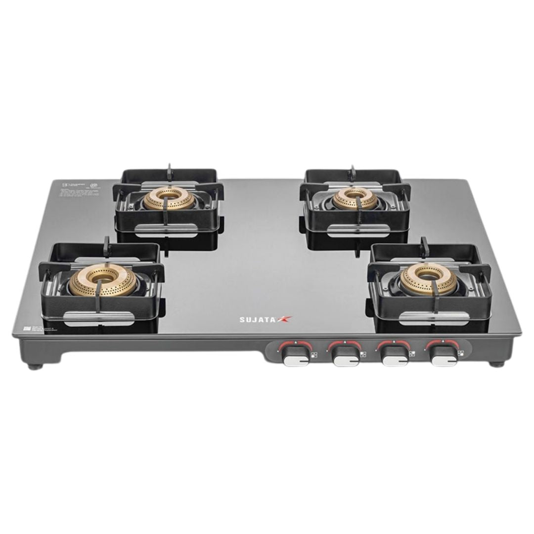 Sujata Regal Gas Stove | 9 Year Warranty | Brass Burners | ISI Certified | LPG & PNG Compatible |