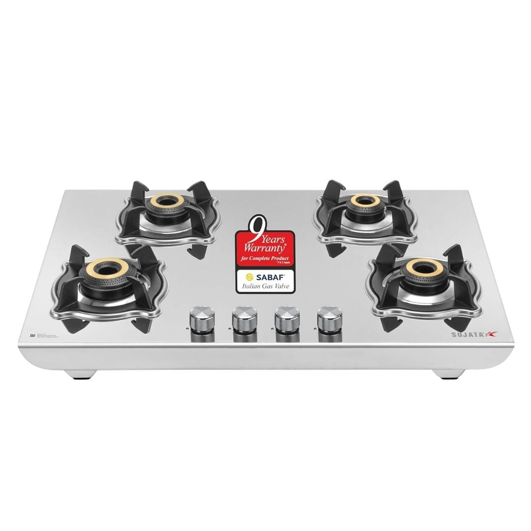 Sujata Robusto Gas Stove Manual Ignition | Stainless Steel Body | 9 Years Warranty | SABAF|