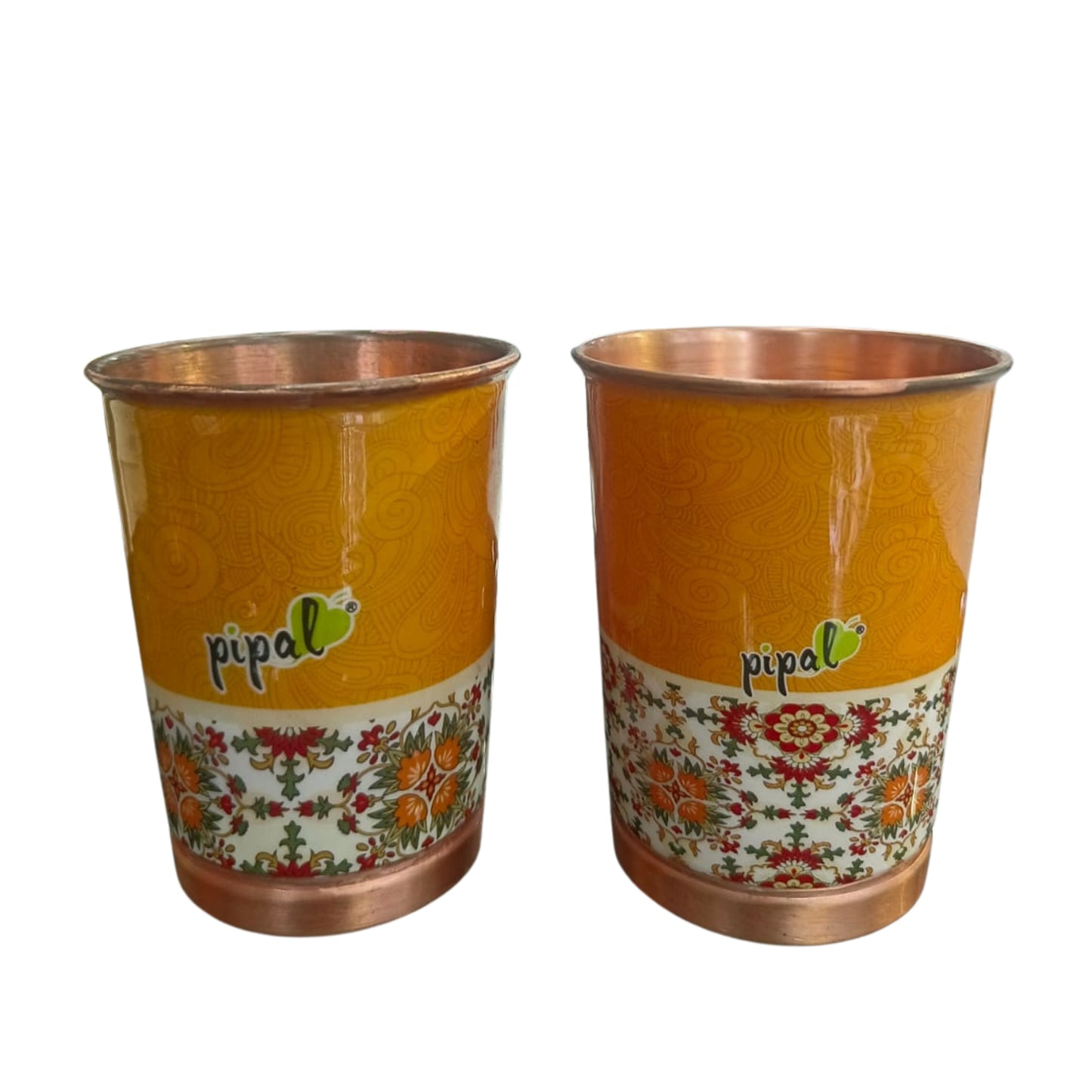 Buy Pipal Water Copper Glasses 2 Pcs Set | Mango Carpet | Perfect for Gifting |