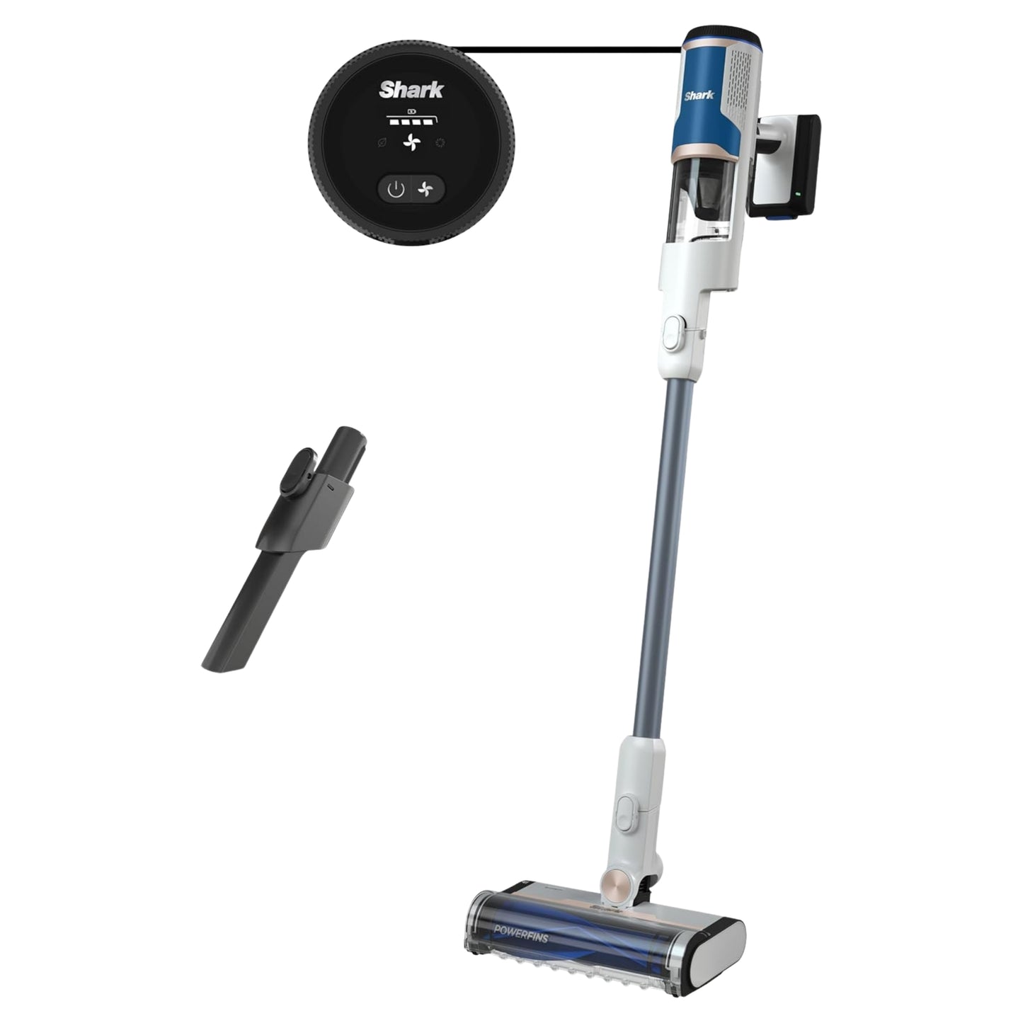 Shark Cordless Vacuum Cleaner | 40 Minutes Run Time | LED Display | White & Navy Blue |