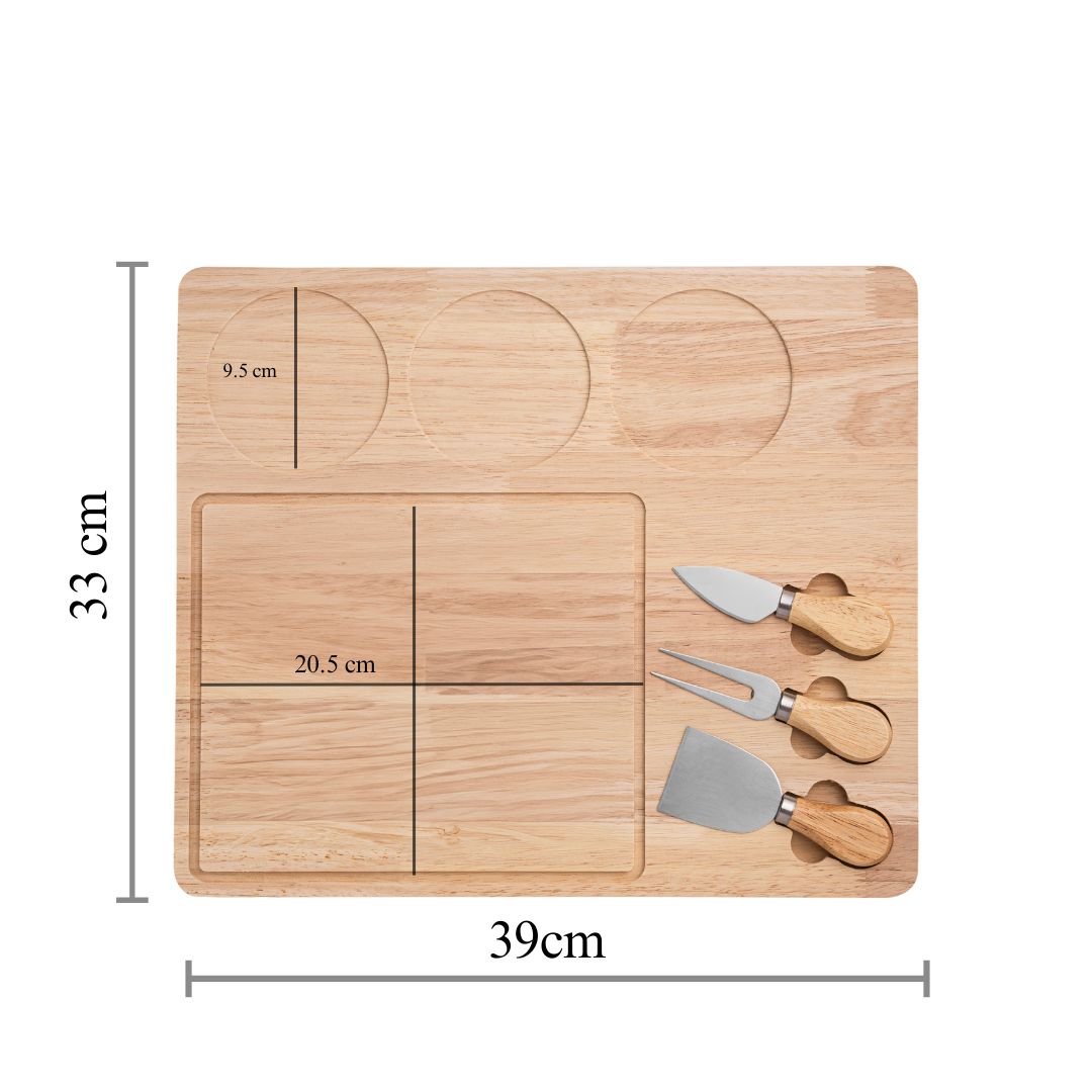 Cheese/Fruit Wooden Board with Knife Attachments