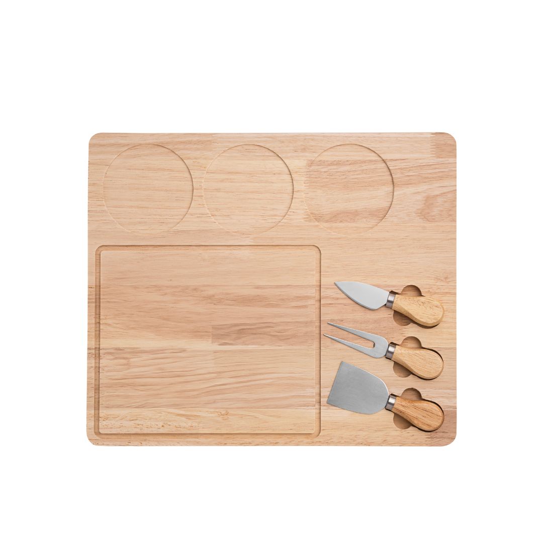 Cheese/Fruit Wooden Board with Knife Attachments