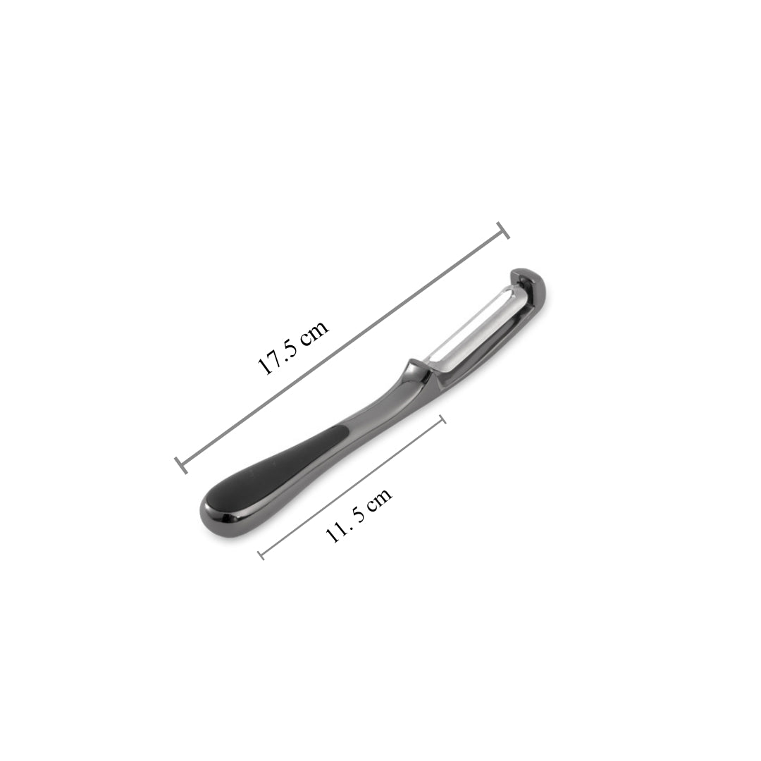 Multi-function vegetable peeler, stainless steel peeler, 2-in-1 peeler and grater, sharp double-planing blade, ergonomic kitchen tool, versatile food prep tool, durable vegetable peeler, easy-to-clean peeler, professional quality kitchenware, efficient peeling and grating.
