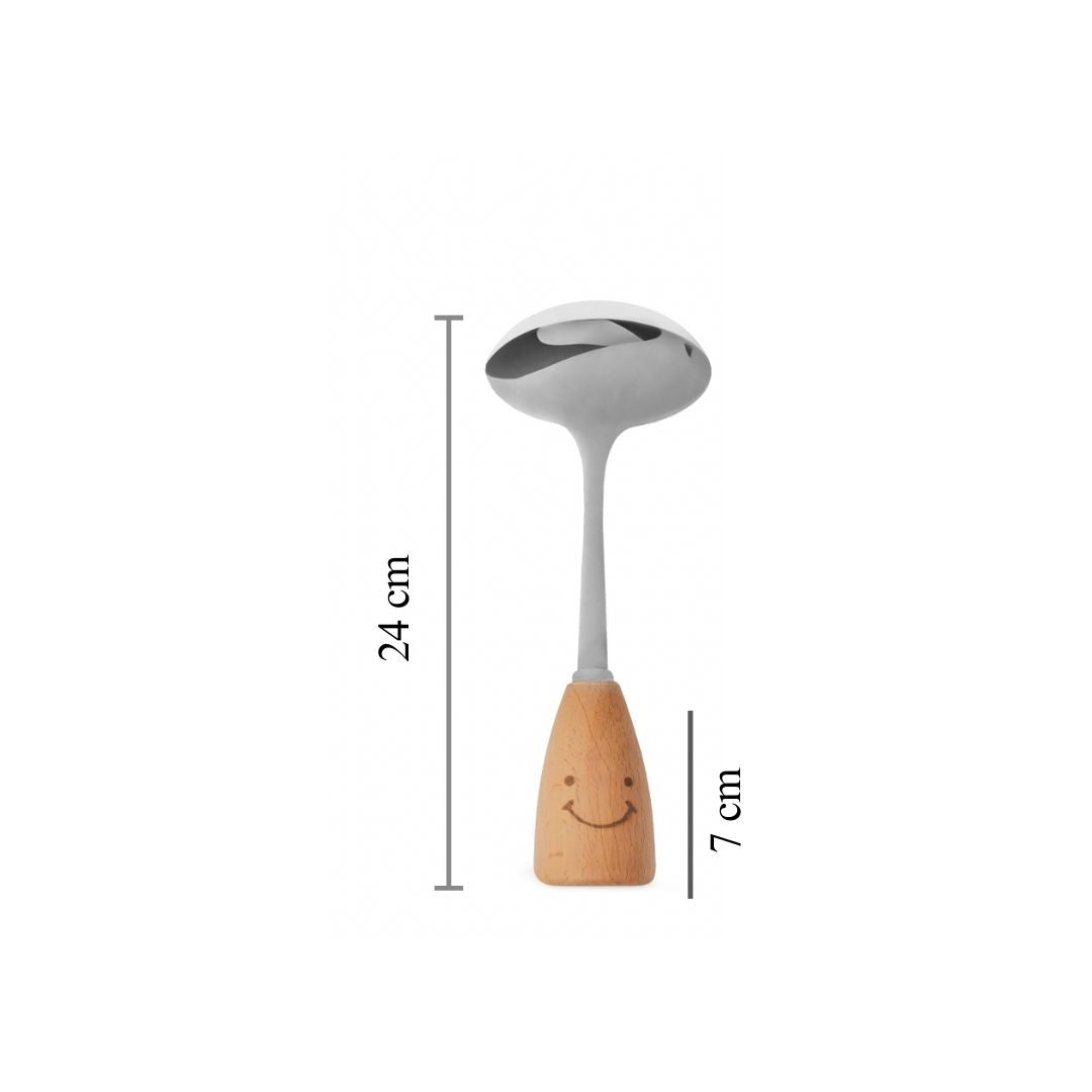 Smiley Steel Ladle | Wooden Handle |