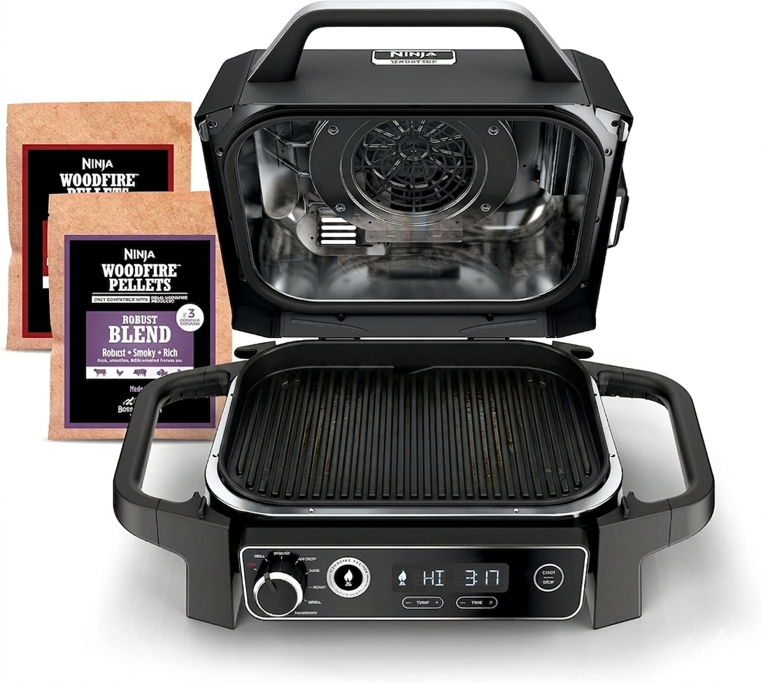 Ninja Woodfire 7-in-1 BBQ Grill & Smoker | Outdoor Electric Grill | Portable & Weather-Resistant |
