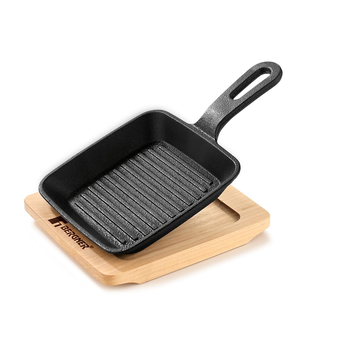 Bergner Mini Cast Iron Griddle Pan | Black |
