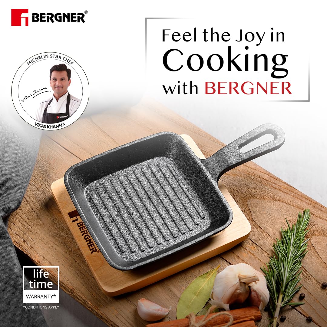 Bergner Mini Cast Iron Griddle Pan | Black |