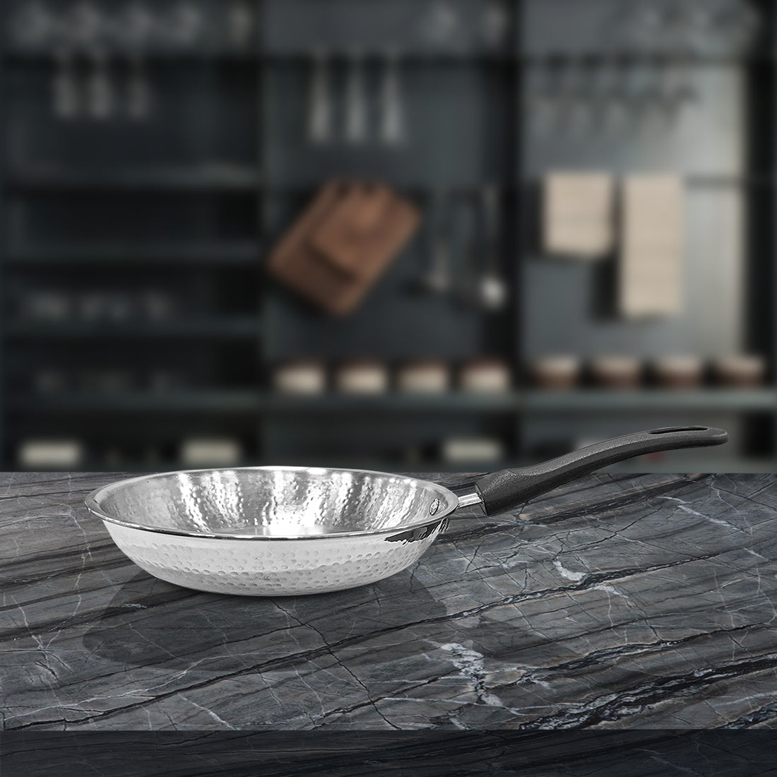 Shri & Sam Stainless Steel Heavy Weight Hammered Fry Pan