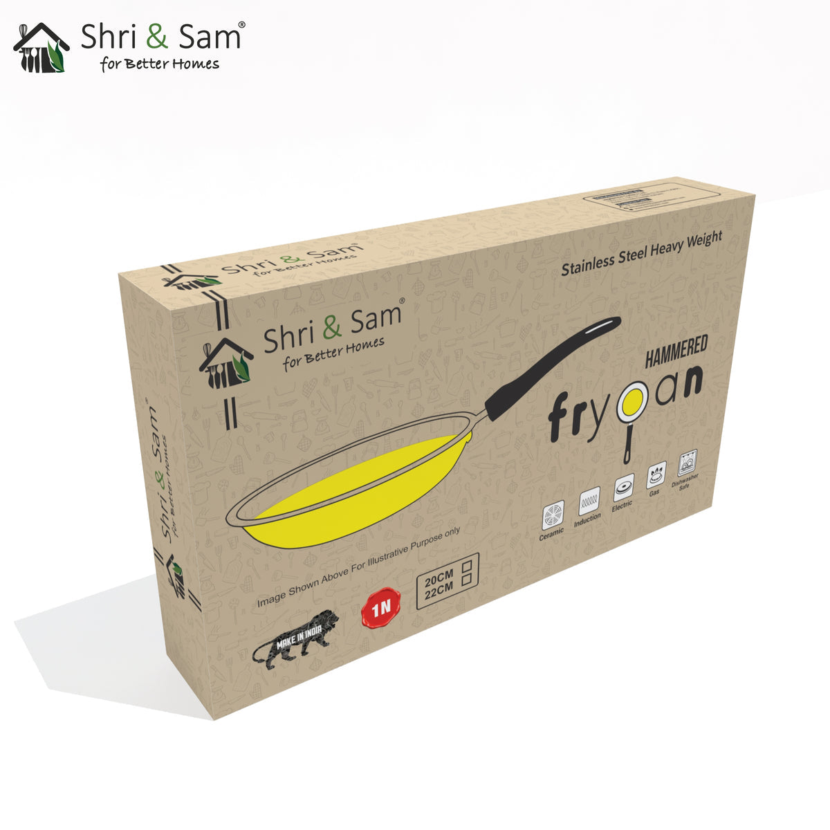 Shri & Sam Stainless Steel Heavy Weight Hammered Fry Pan